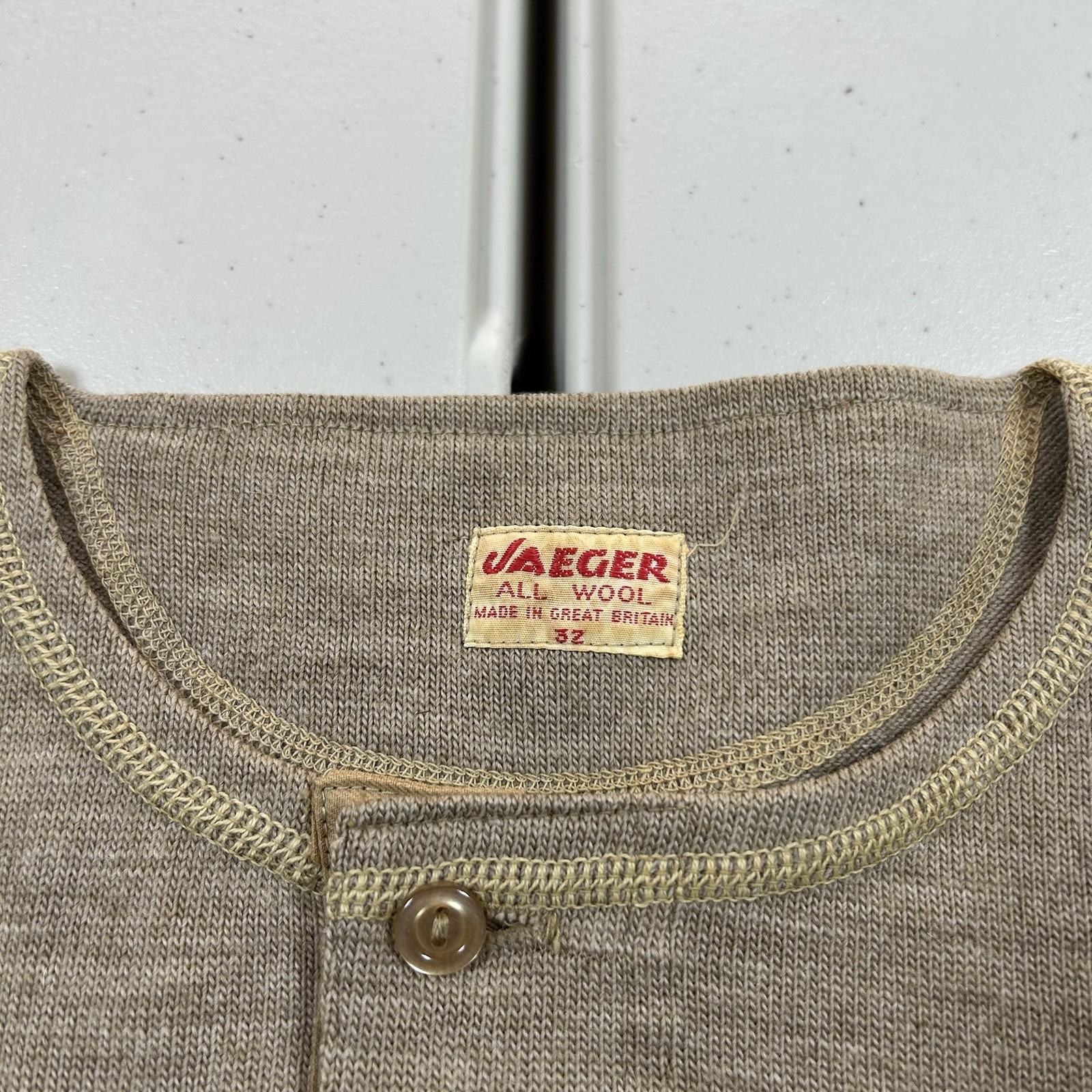 Vintage 30s 40s British Military Woolen Undershirt Henley JAEGER ALL WOOL