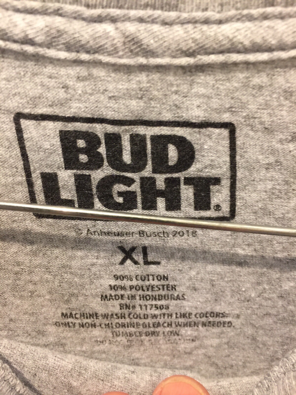 BUDLIGHT XL DILLY DILLY 90/COTTON 10/POLY GRAY XLNT COND