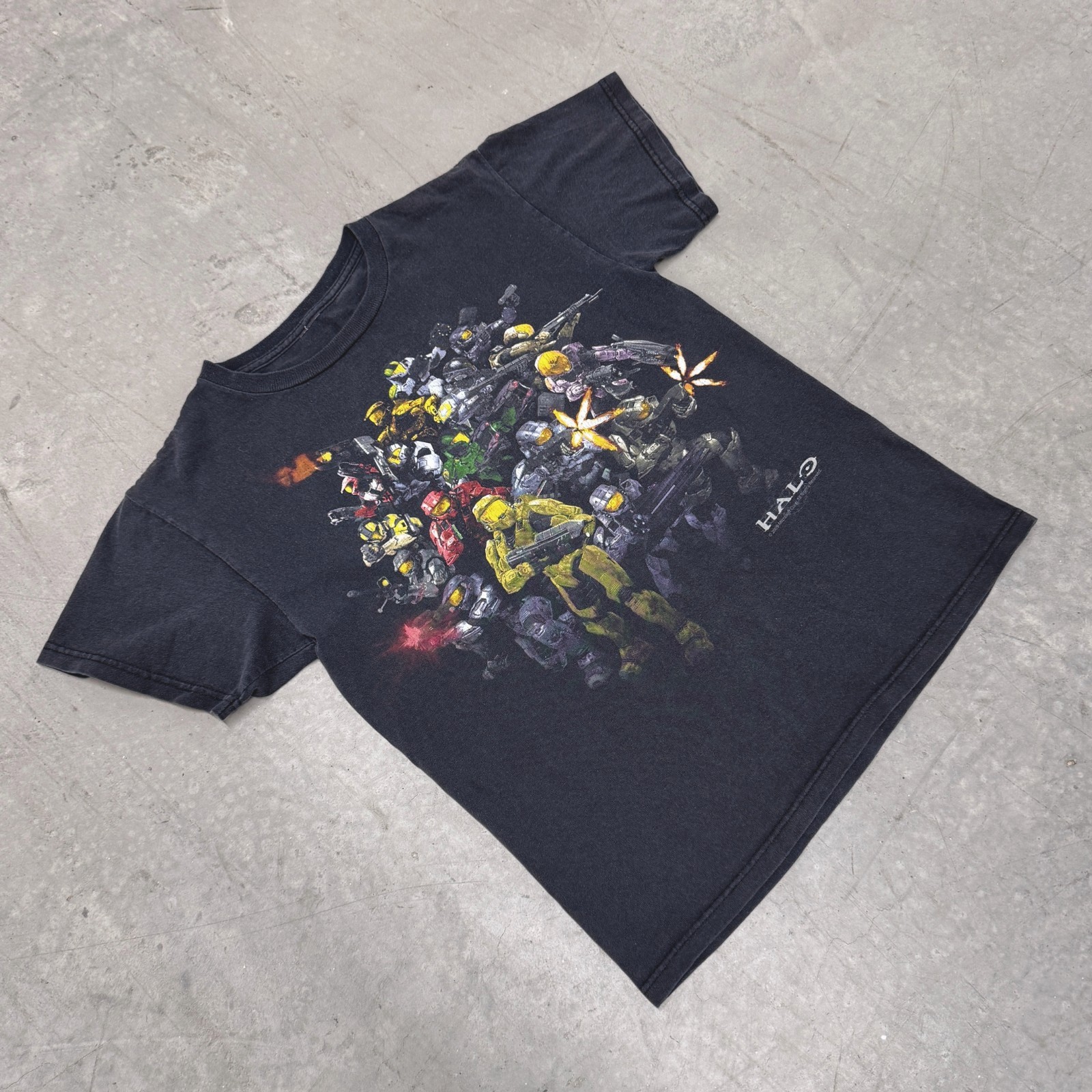 Vintage Halo Shirt Bungie ODST Promo 2009 Video Game Faded Black Tee Xbox 360