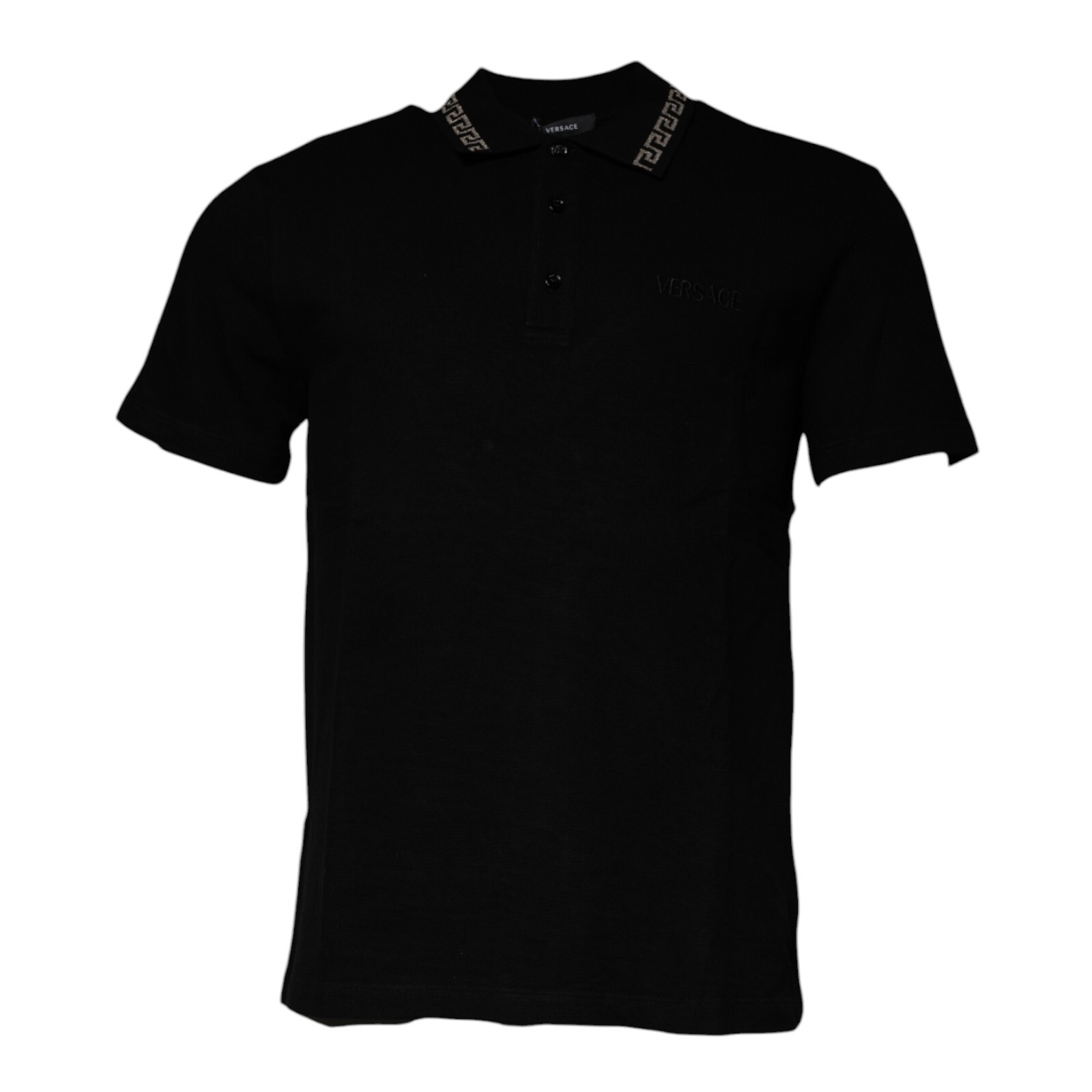 VERSACE T-shirt Black Viscose Collared Polo Short Sleeves Men IT50/US40/L 630usd