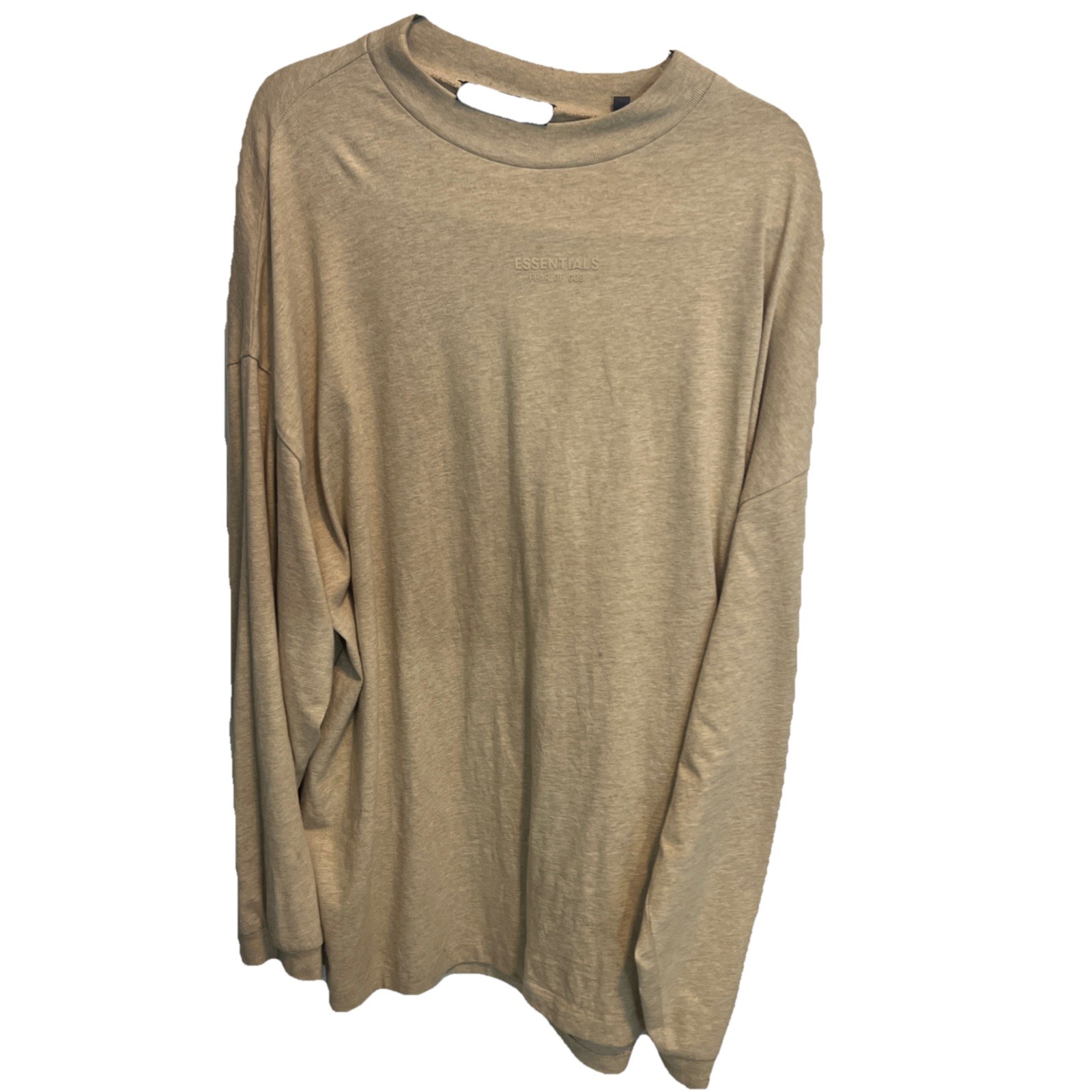 Men’s Medium | Essentials, Fear Of God | Gold/Tan Logo Long-Sleeve Tee T-Shirt |