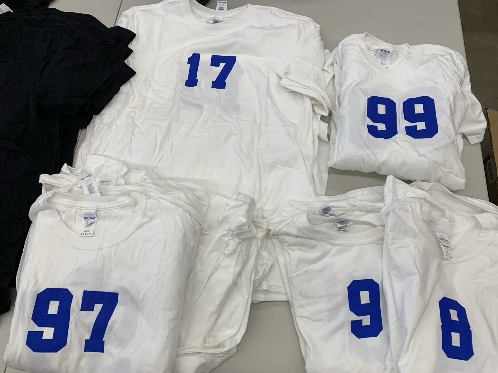 Gildan Soft Style Adult XS S M L XL Number Jersey T-Shirts White Black Team Set