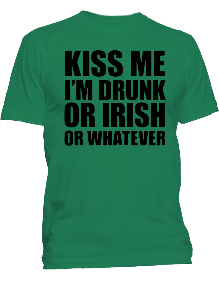 New Kiss Me I’m Drunk Or Irish T-Shirt Funny St. Patrick’s Day Party Beer Tee