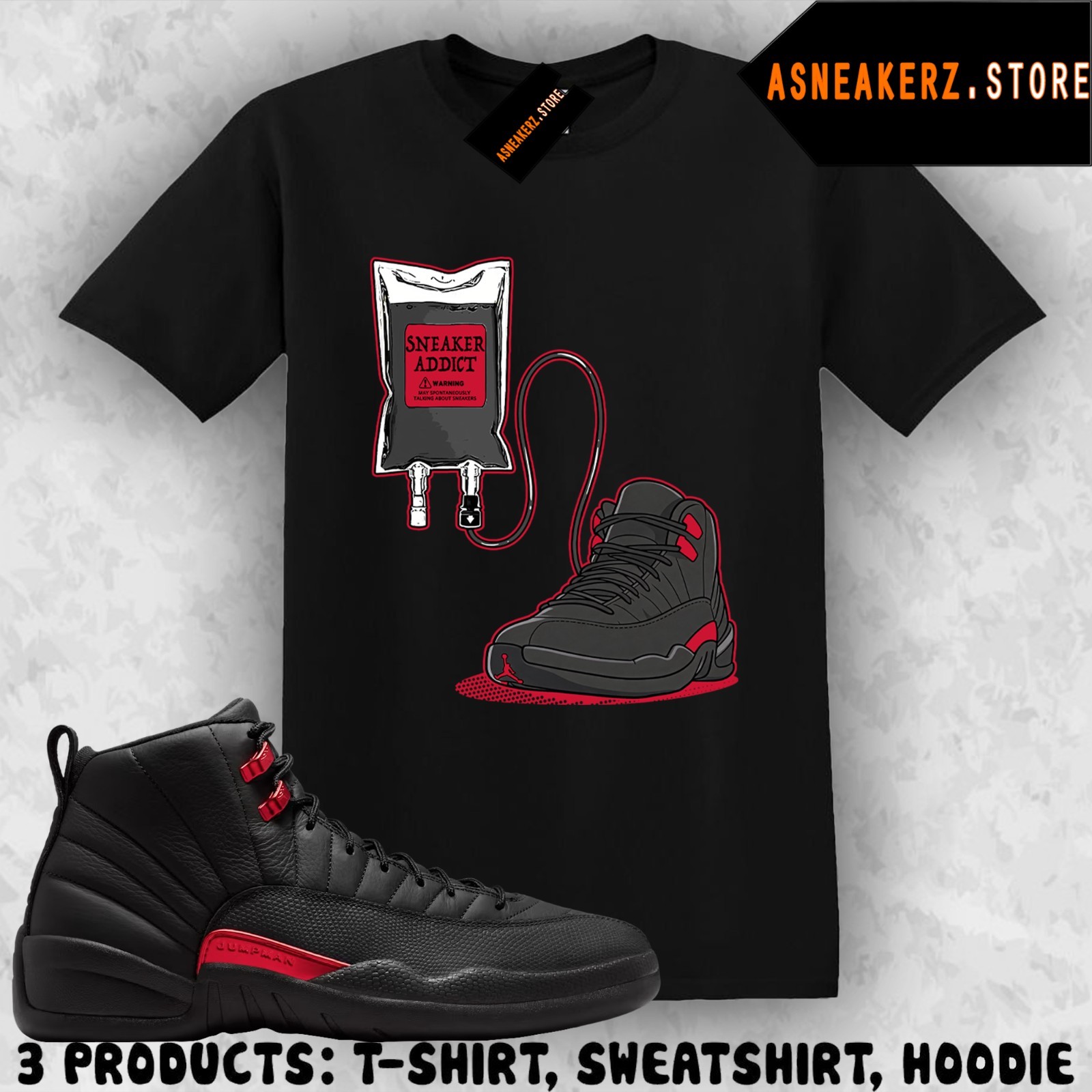 Tee Shirt Matching AJ 12 Bloodline 2026 To Match Sneaker Therapy 12s T-Shirt