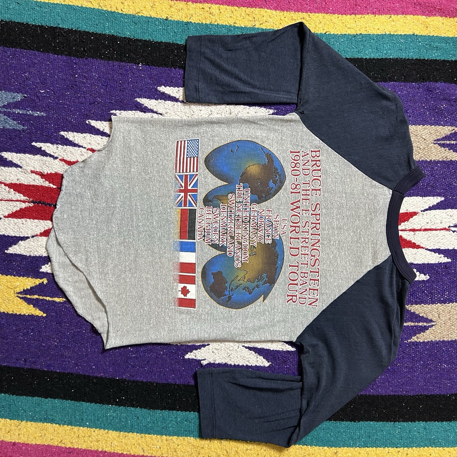 Vintage 80s Bruce Springsteen E Street Band World Your 1981 Raglan T Shirt Small