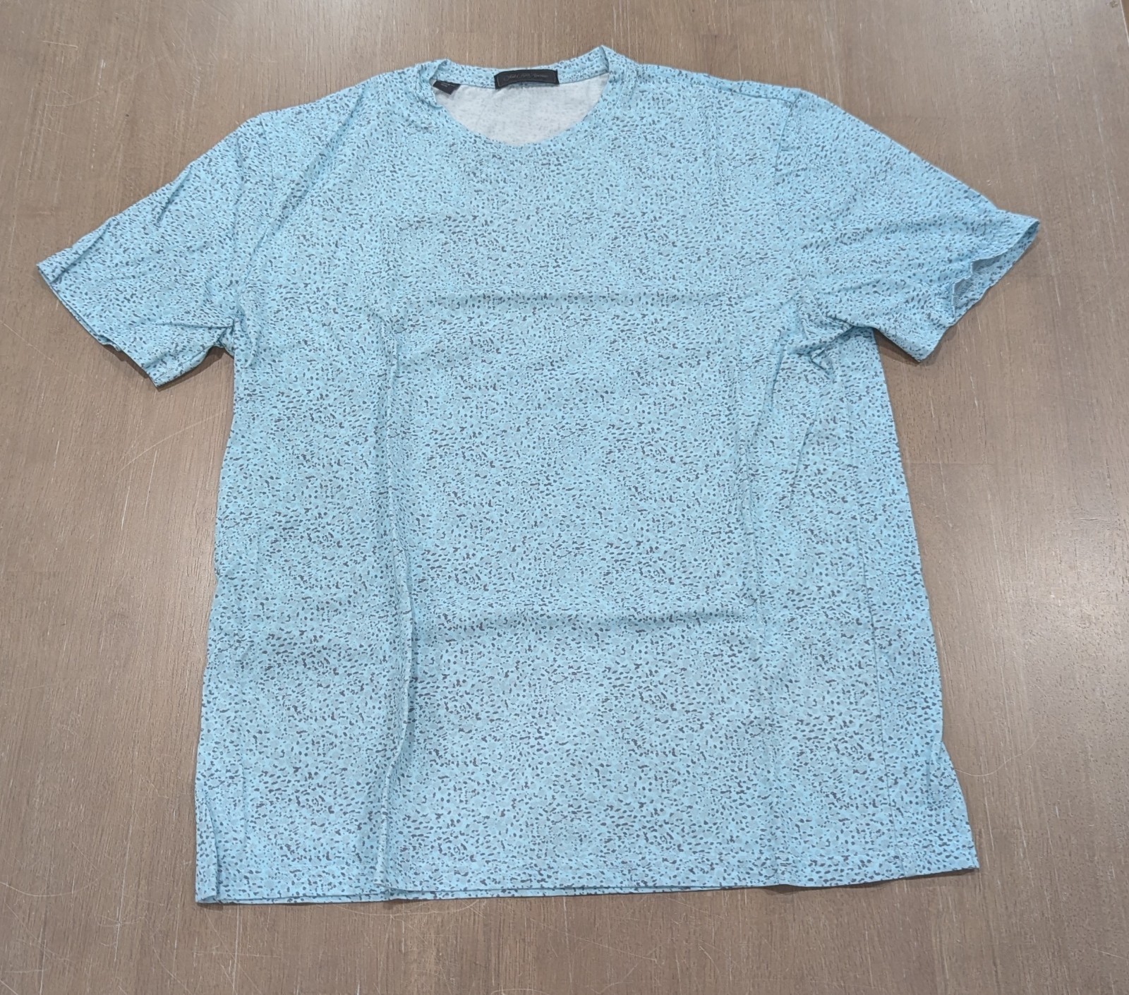 Mens Saks Fifth Avenue Speckled T- Shirt Teal/Gray Small