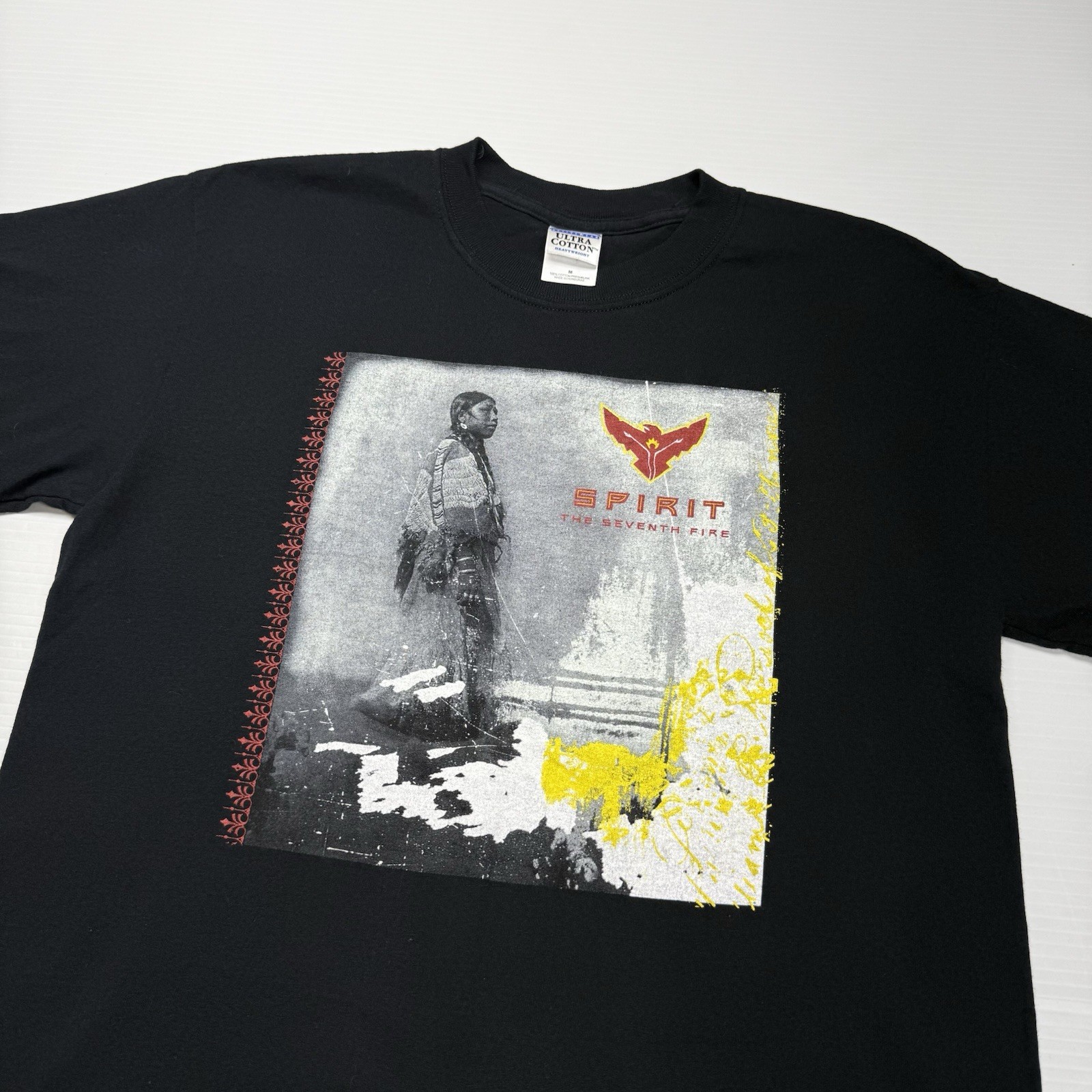 Vtg Movie Promo Spirit The Seventh Fire Mens Shirt M Black Native American Retro