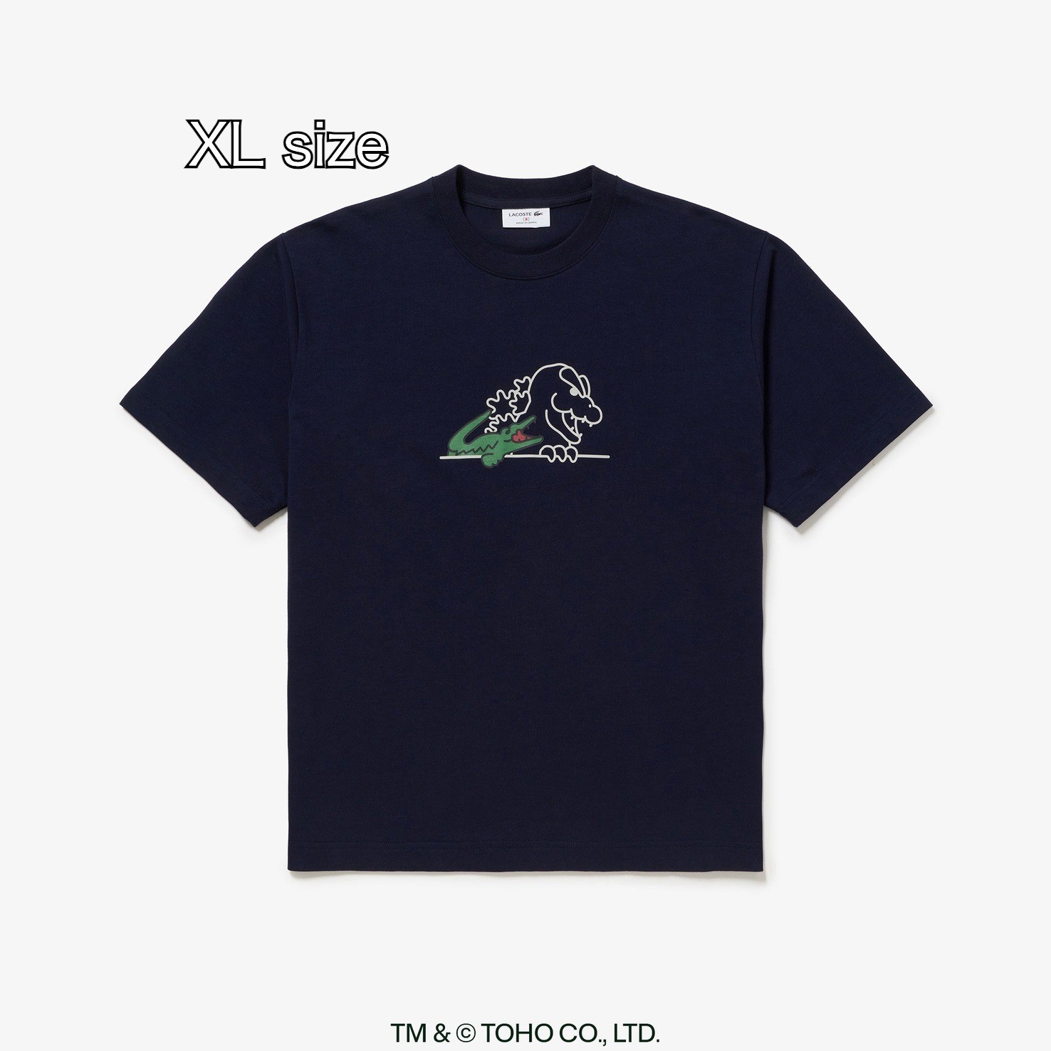 LACOSTE x GODZILLA 2.0 T-Shirt Size 6 XL Navy Japan Limited Godzilla Head