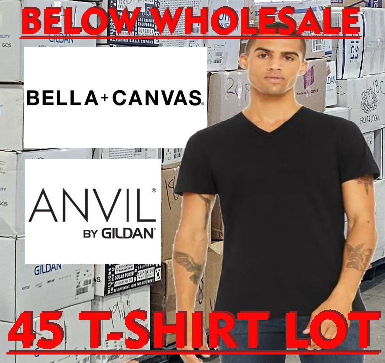 Below WHOLESALE Blank T-Shirt 45 BELLE canvas 3005 anvil GILDAN 982 Bulk Lot