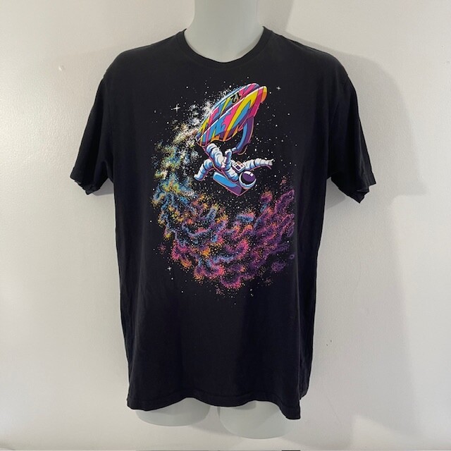 Vibrant Astronaut Men’s Medium Riding the Wave Into the AM NASA Space Surfing