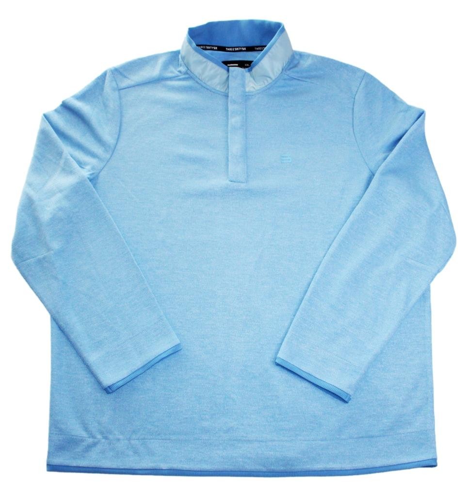 Three Sixty Six Mens 2X Pullover 1/4 Snap Mock Collar Long Sleeve Rib Knit Blue