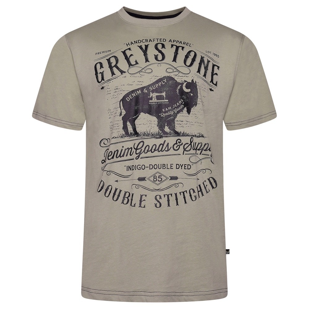 Mens KAM BIG Fashion T Shirt Short Sleeve Casual Cotton Greystone Summer 2-8XL