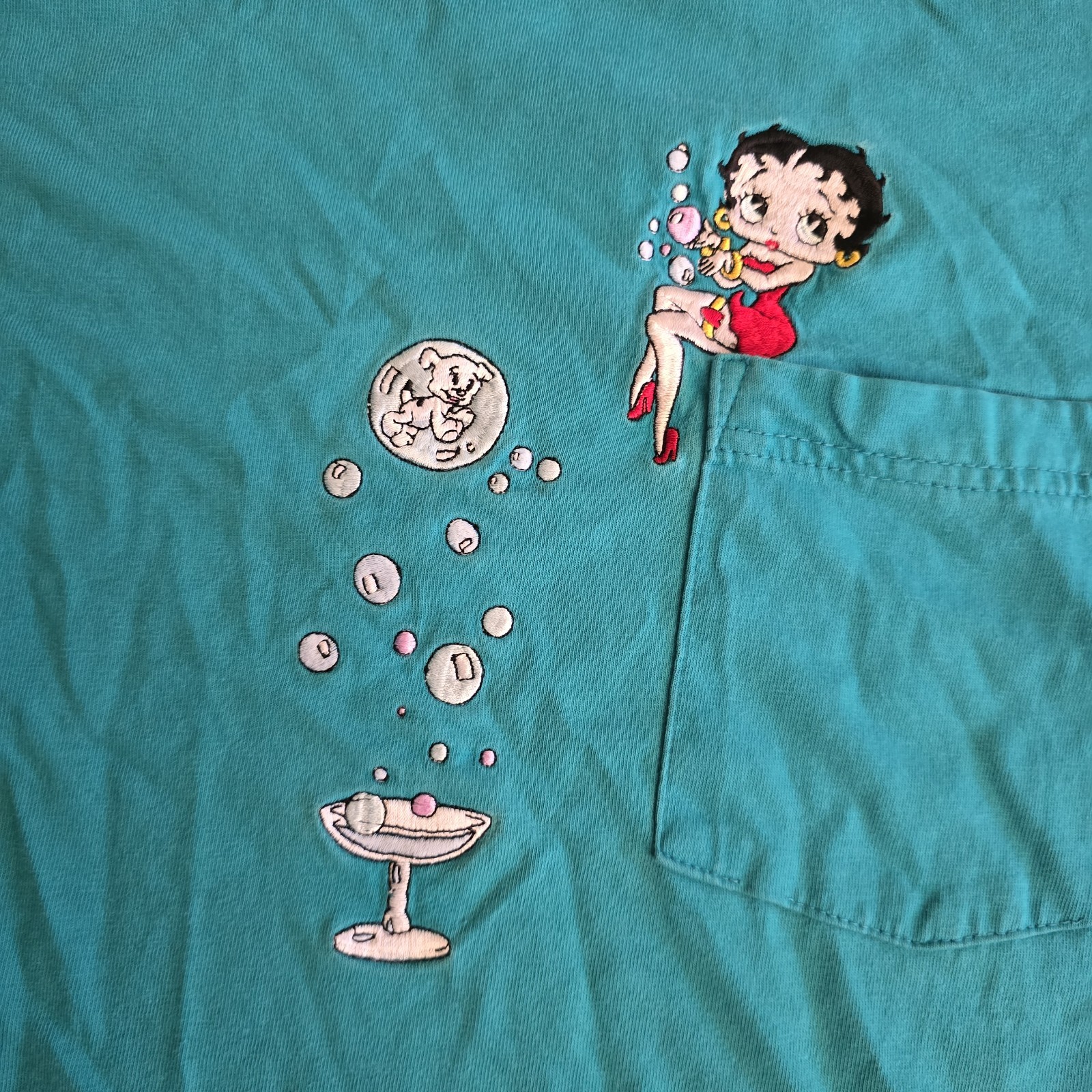 Vintage Betty Boop Shirt Medium Embroidered 90s MGM Grand Exclusive Pudgy