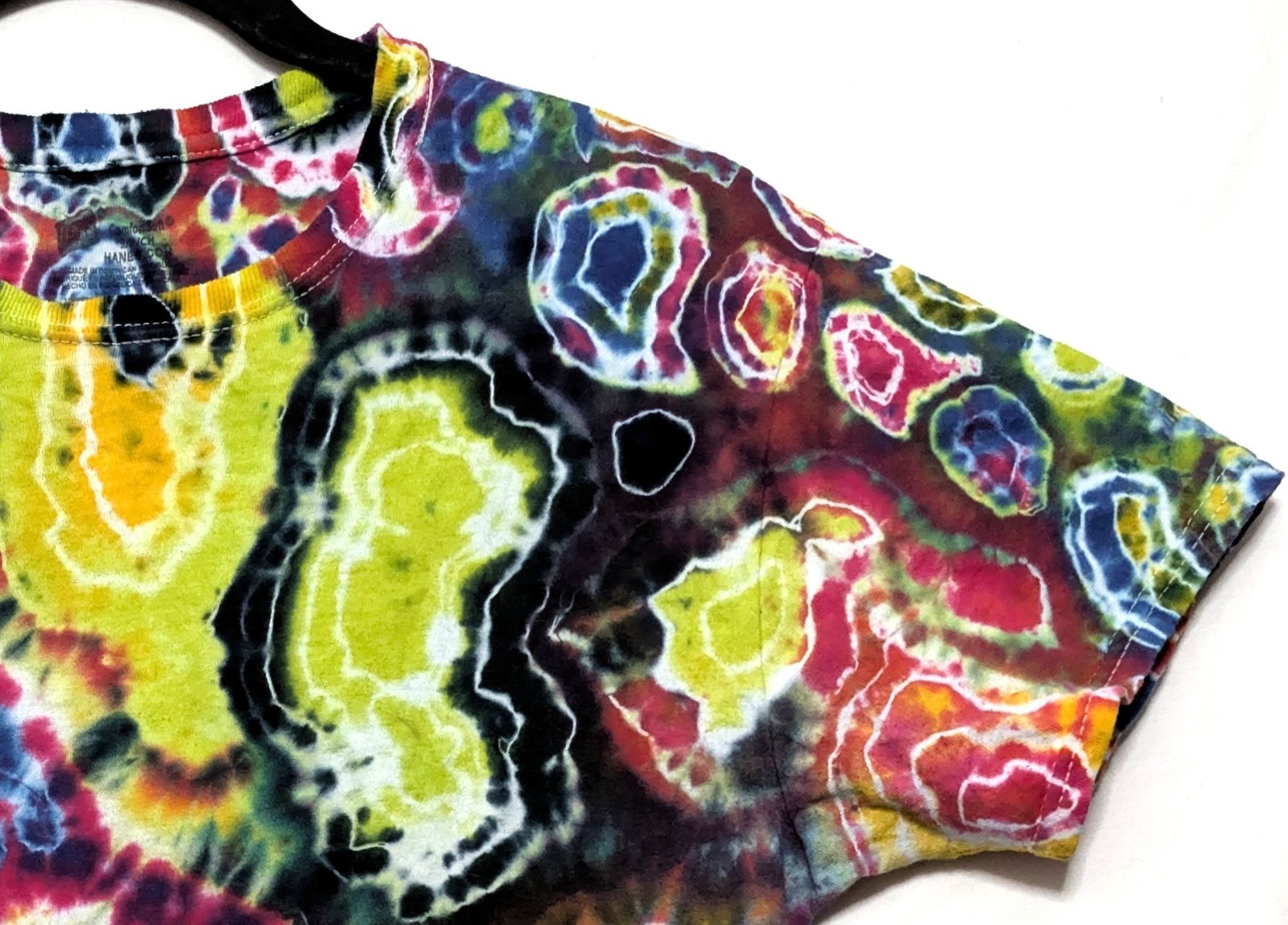 Handmade Tie Dye Multicolor Rainbow Geode Pattern Small Shirt 17″ W X 26.5″ L