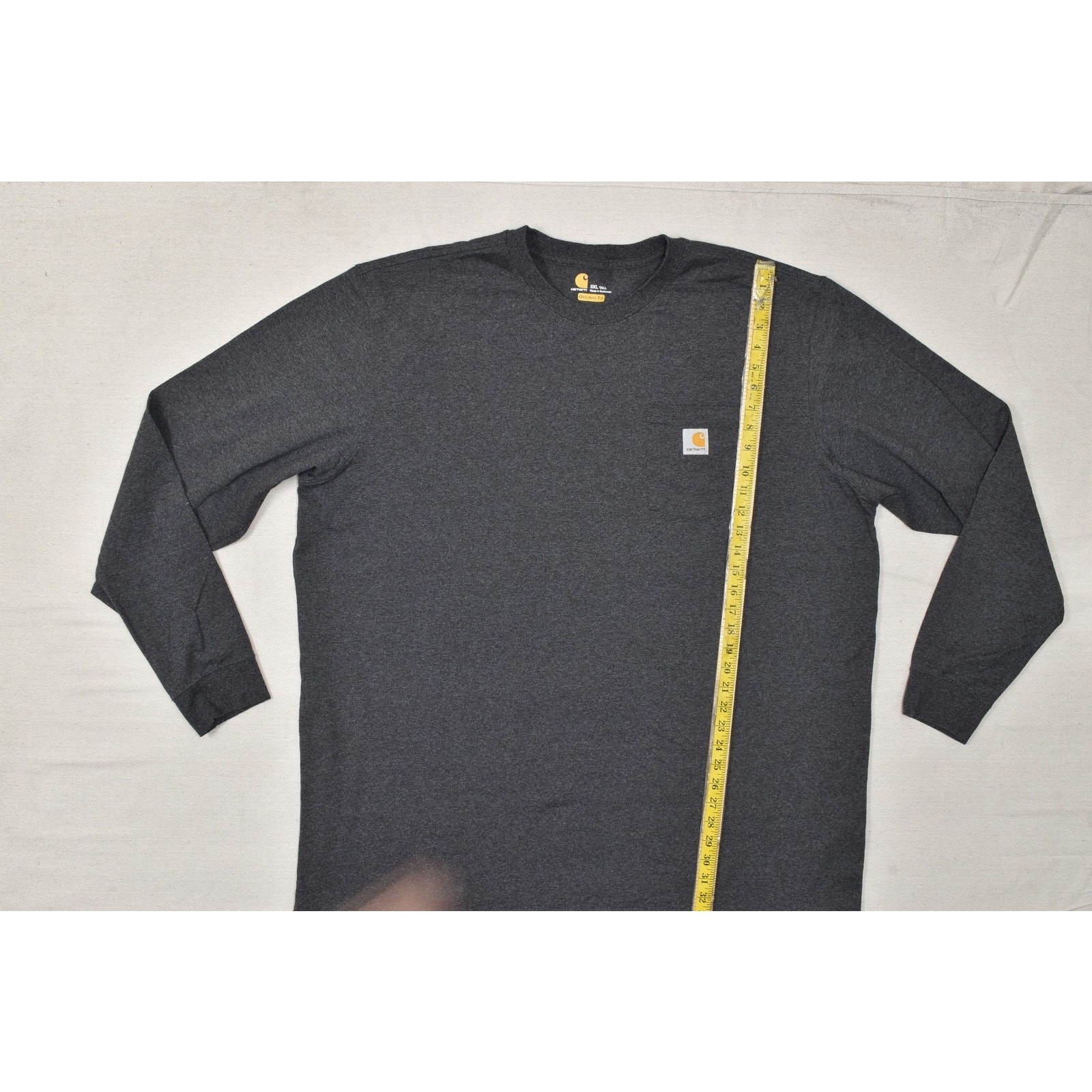 Carhartt Men’s 3XL Tall K126 CRH Carbon Heather Gray Long Sleeve Pocket Tee Orig