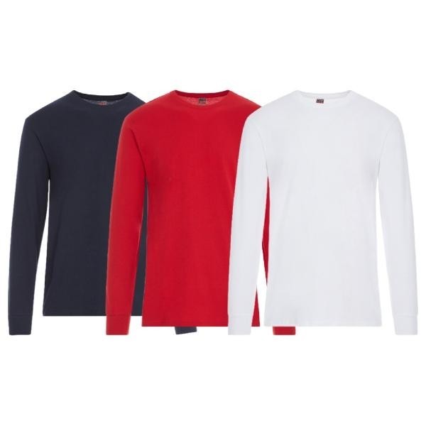 3 Pack: Men’s 100% Cotton Crew Neck Long Sleeve Tee Casual Basic T-Shirt S-4XL