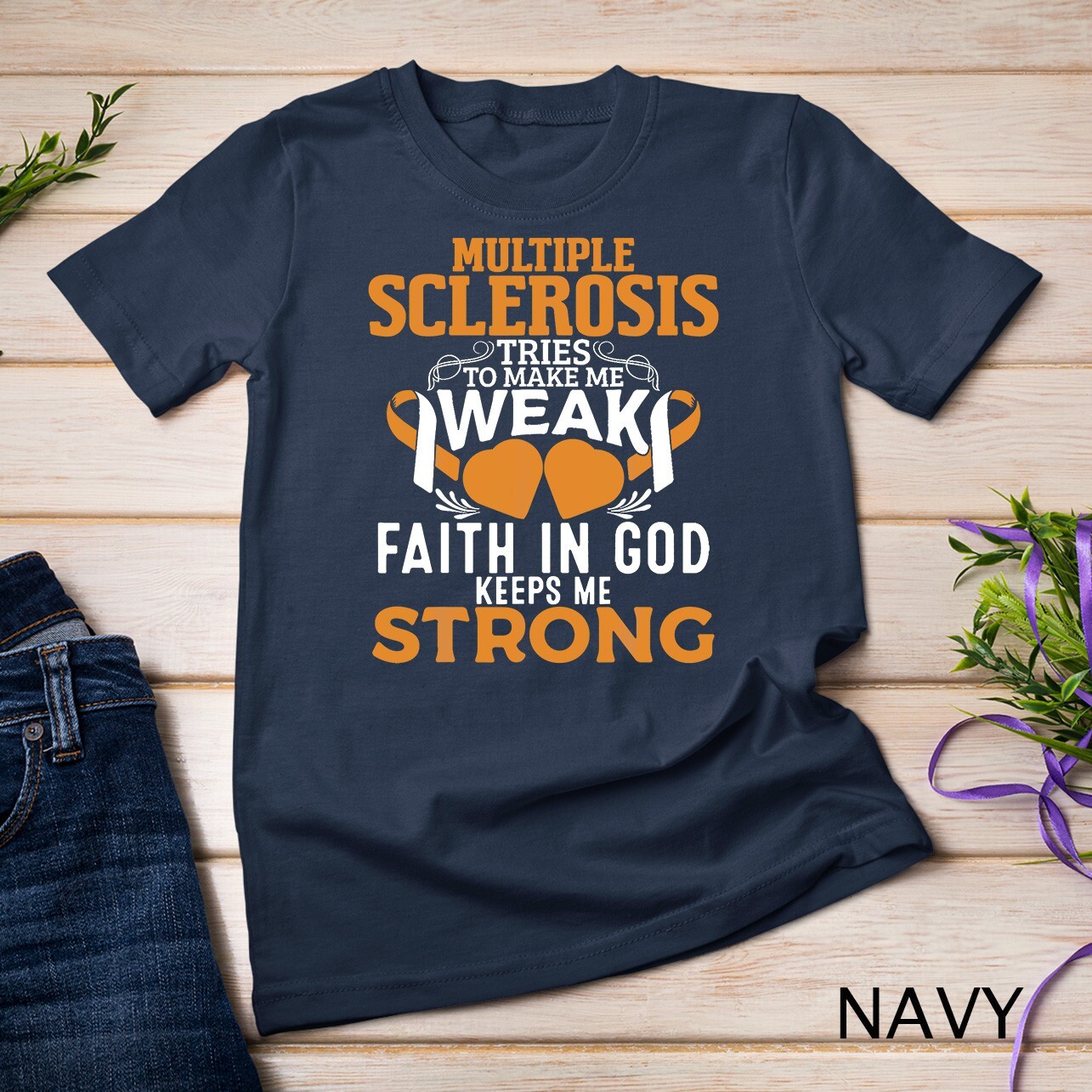 Multiple Sclerosis Awareness Orange Ribbon Women Kid Unisex T-shirt