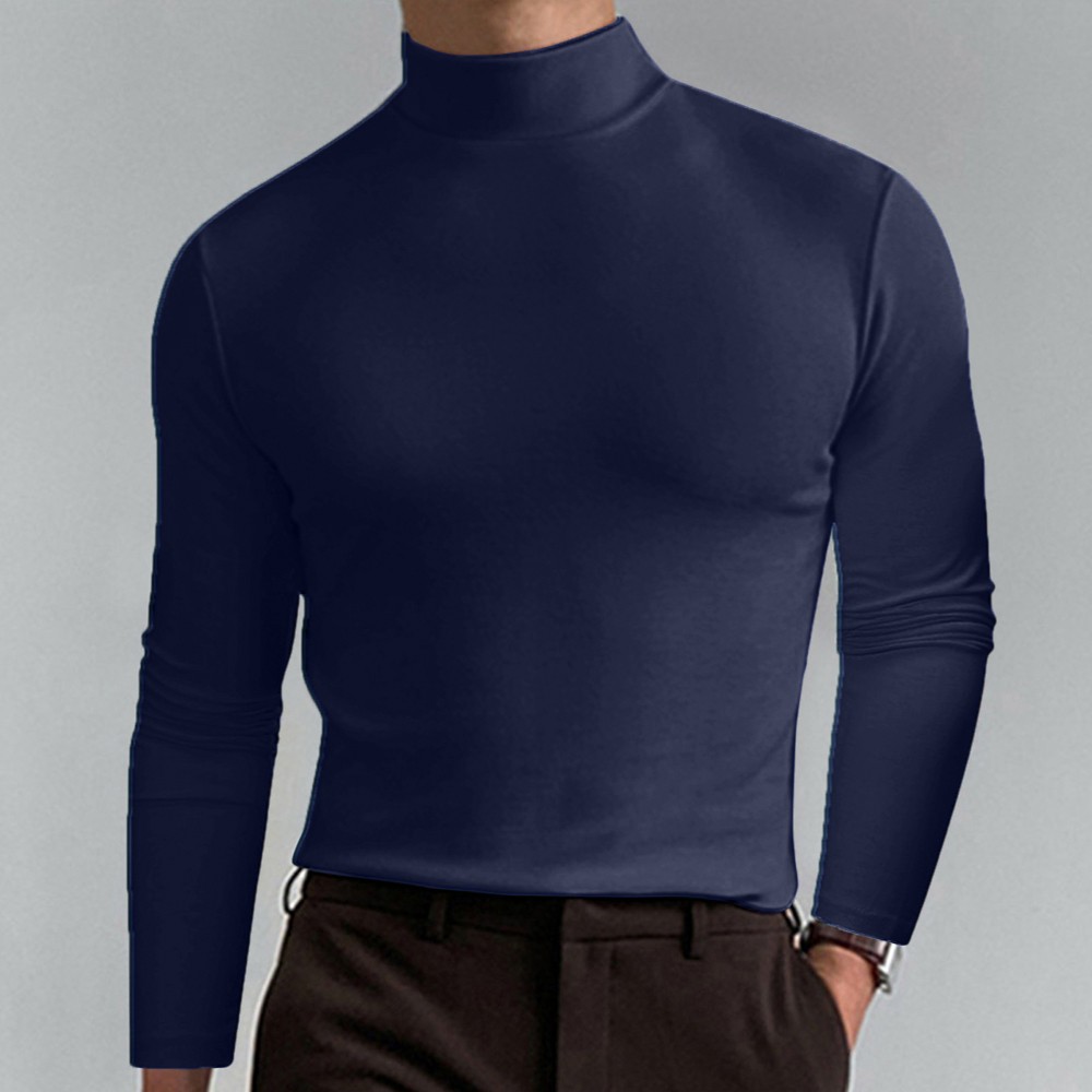 Men High Turtle Neck T Shirt Polo Tops Winter Warm Long Sleeve Baselayer Jumper