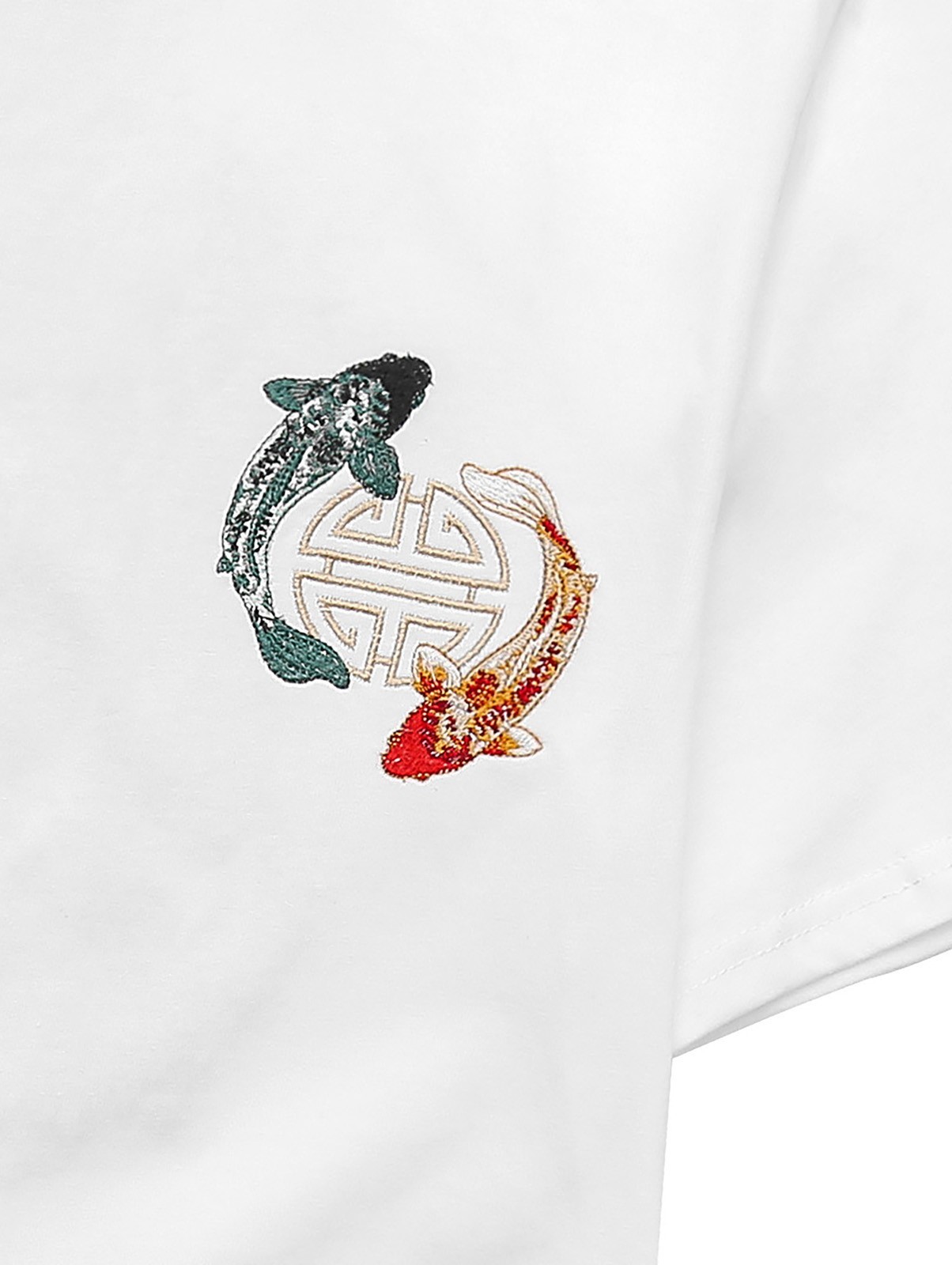 Niepce Japanese Streetwear Embroidery T-shirt Koi Graphic Tee for Men