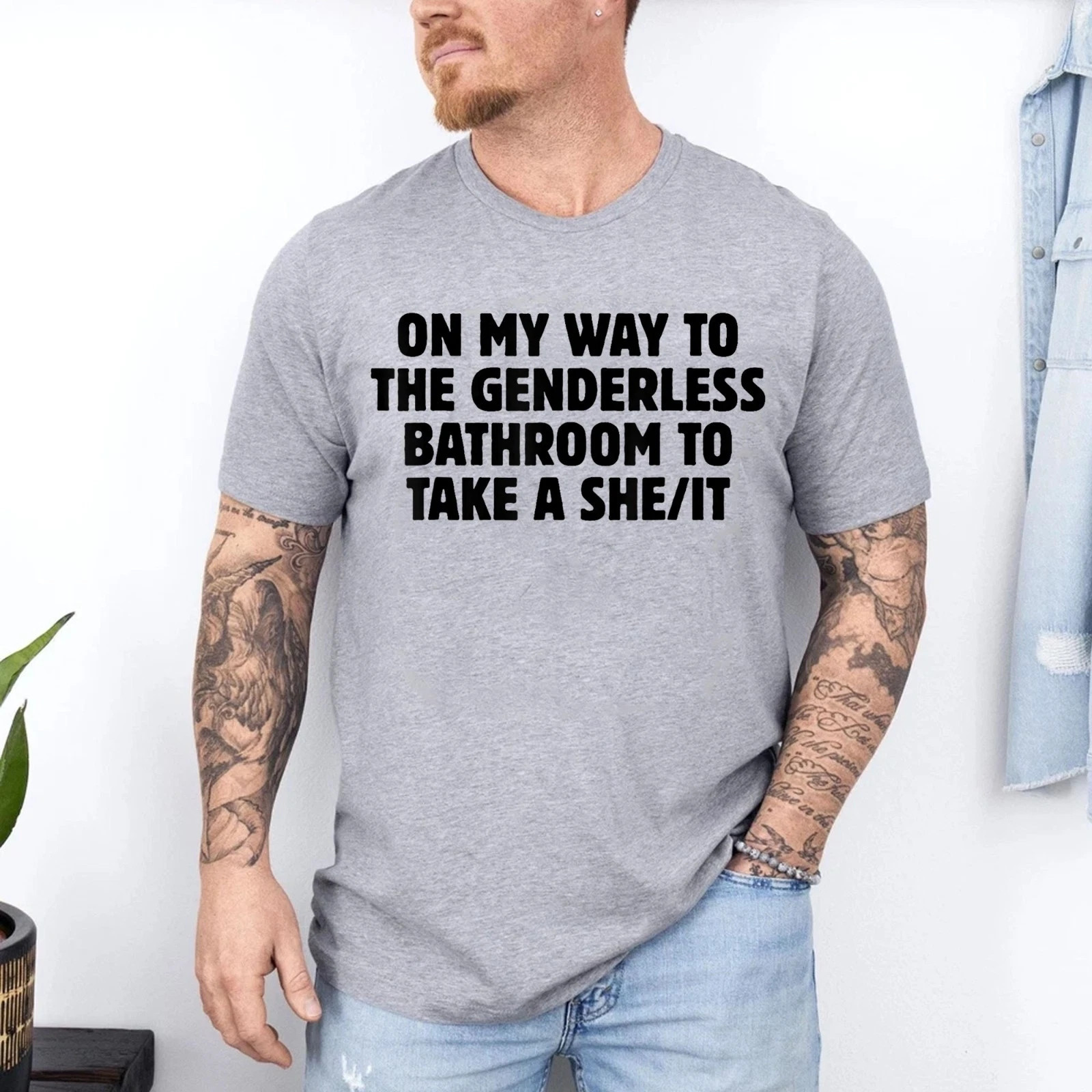 On My Way To The Genderless Bathroom To Tak a She/It T-Shirt