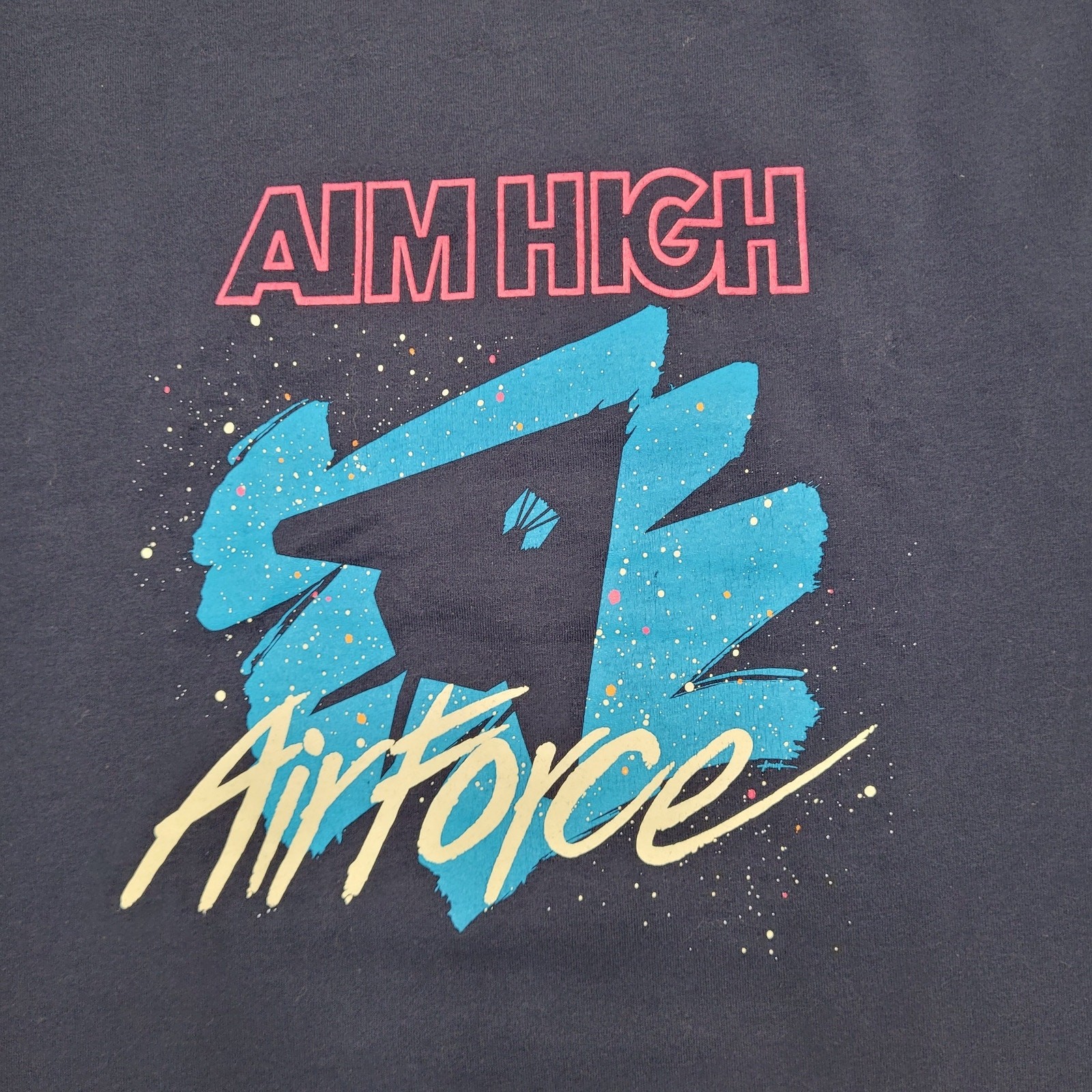 Vintage 80s Aim-High US Air-Force Shirt Large 22×28 Aviation USA USF