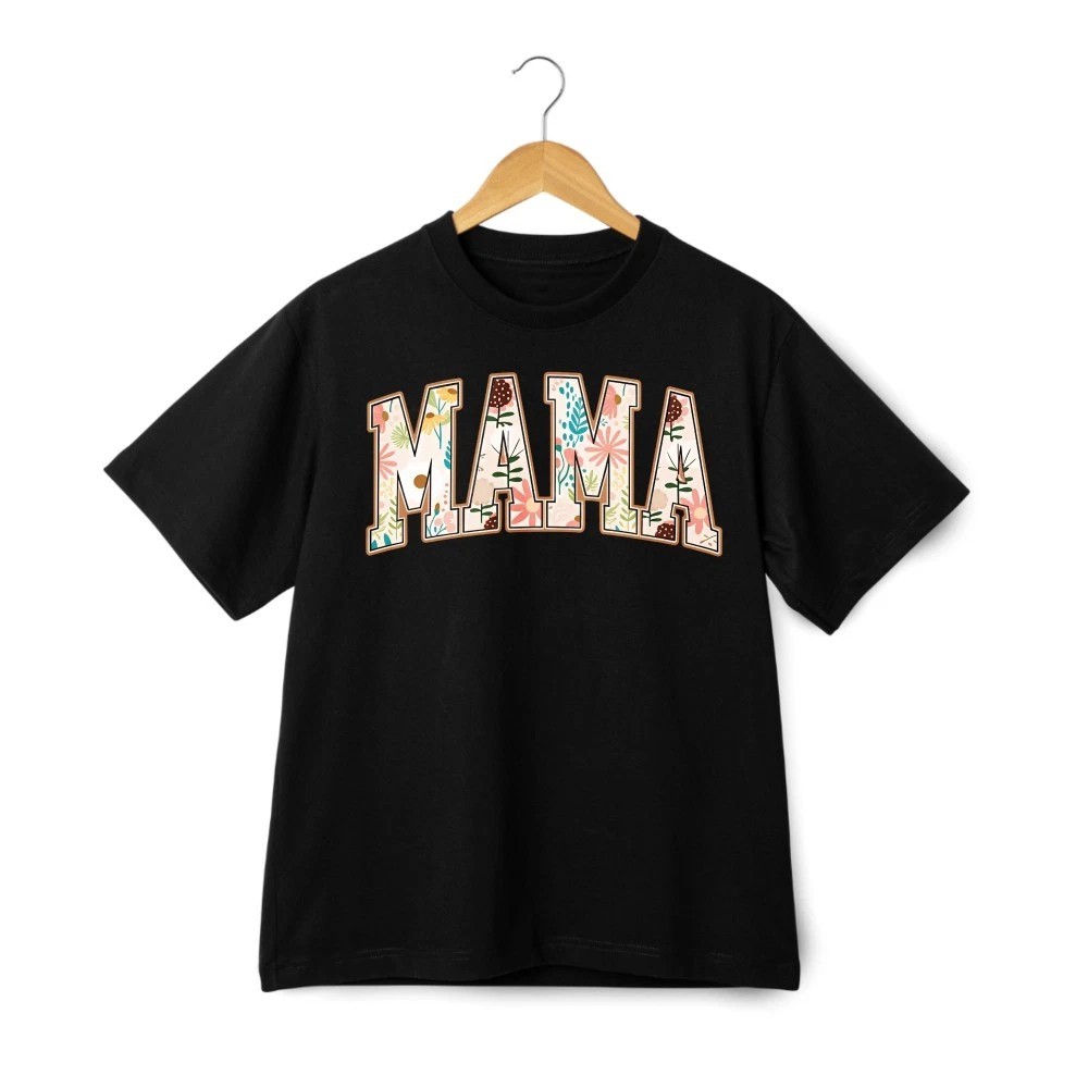 Mama Casual Tee Vintage Floral Filled MAMA Letter Mom Gift Mother’s Day T Shirt