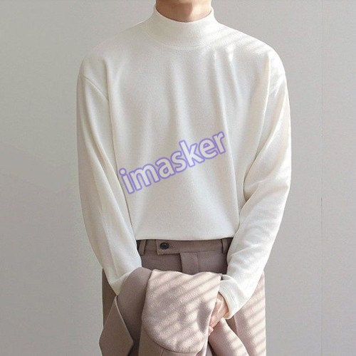 Winter Half-high Collar T Shirt for Men Fashion Long Sleeve T Shirts Men