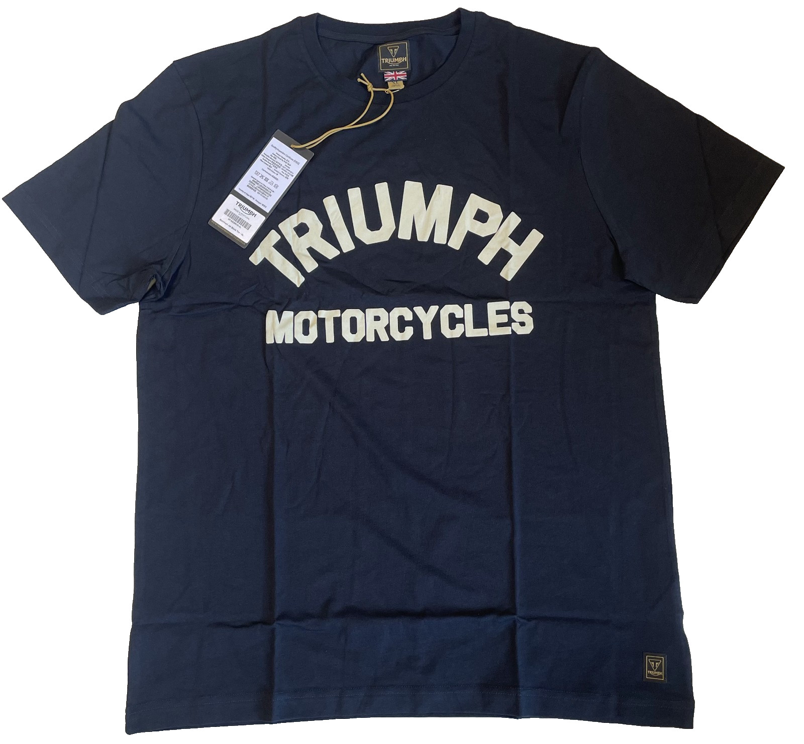 Triumph Motorcycles T-Shirt Mens XL Burnham Jet Black Spellout Logo Short Sleeve