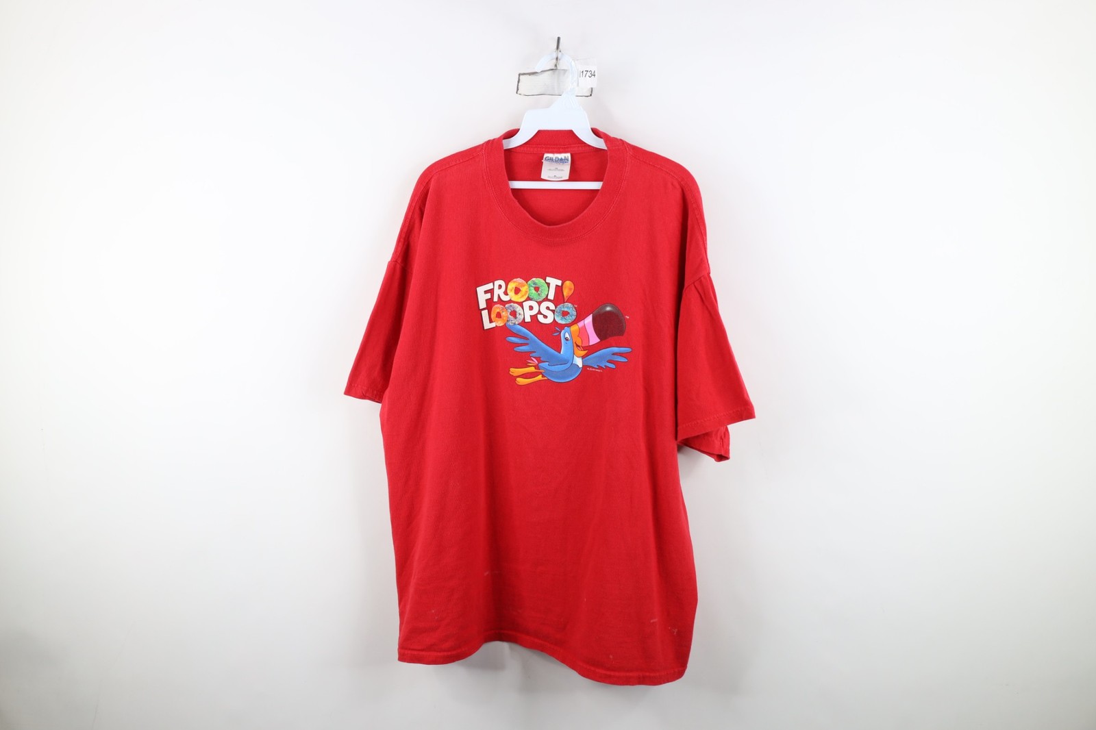 Vtg Y2K 2000 Kellogg Cereal Mens XL Faded Froot Loops Short Sleeve T-Shirt Red