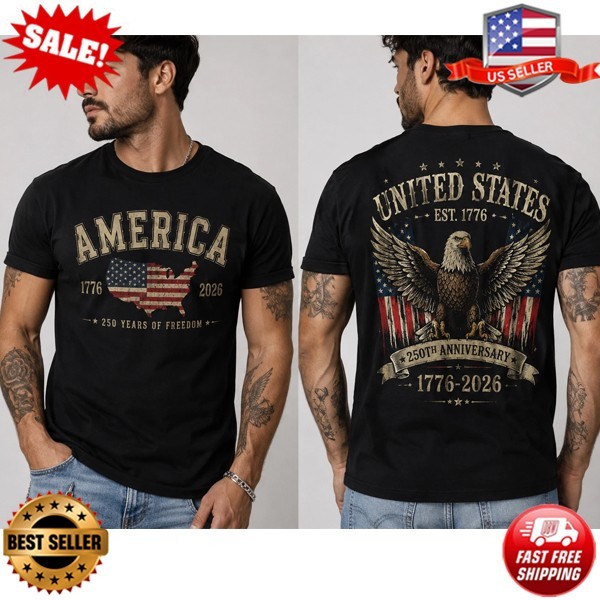 250 Years American Flag Bald Eagle 250th Anniversary 4th of July T-Shirt S-5XL