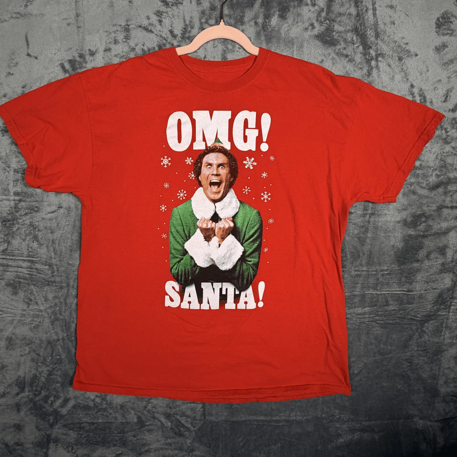 Ripple Junction Elf Movie OMG Santa Xmas Holiday T-Shirt Mens Sz XL Red Graphic