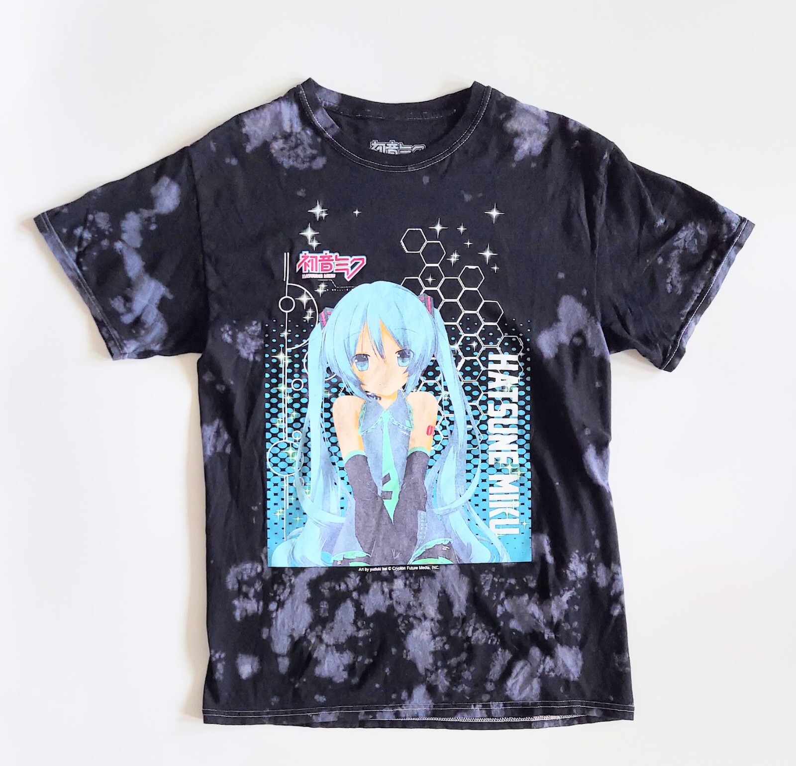 Hatsune Miku Black Bleach Wash Graphic Tee Size Adult Medium 100% Cotton