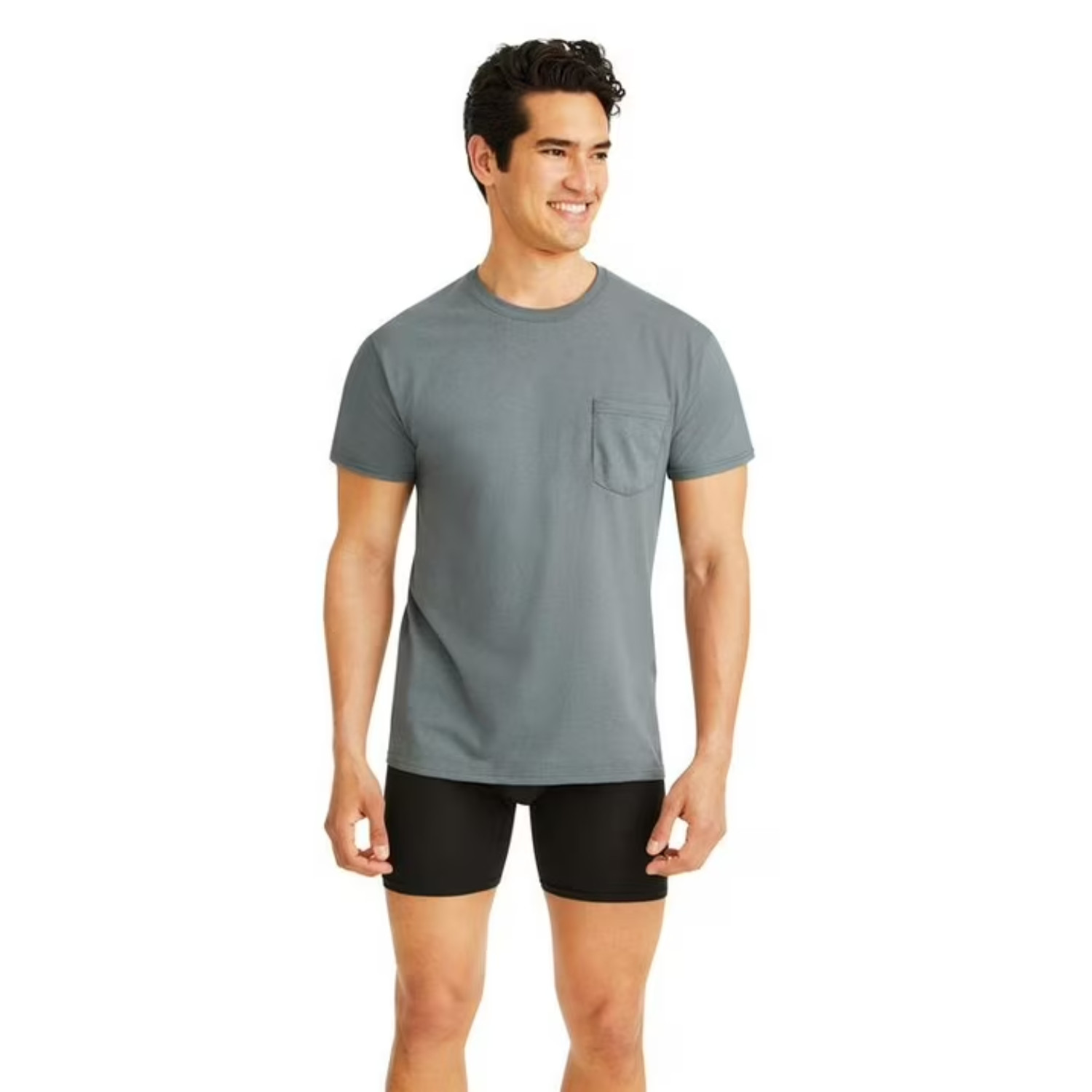 Hanes Men’s Cotton Pocket T-Shirt Pack with Odor Control, Black/Grey, 6-Pack
