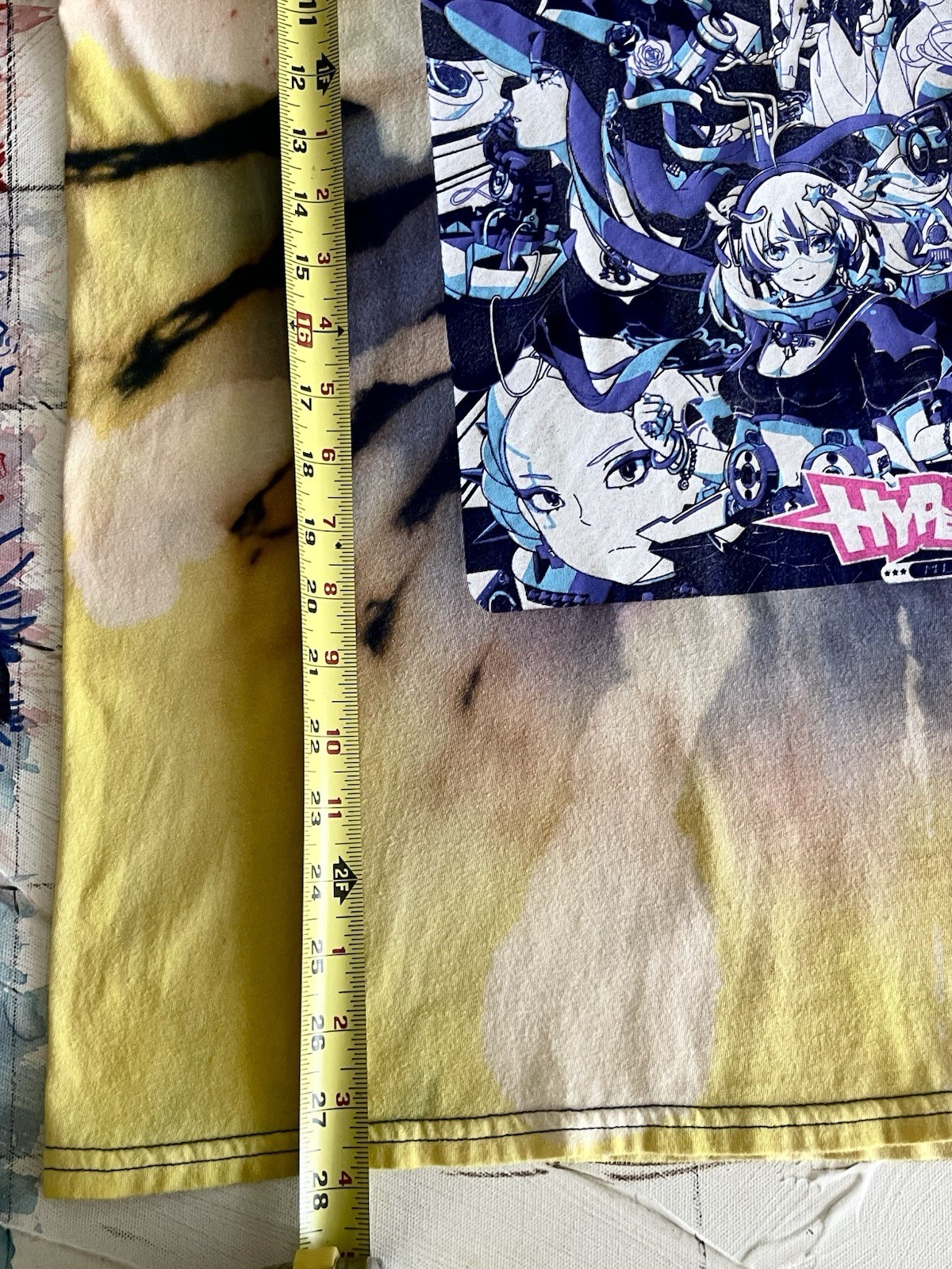 Hypersonic Anime Custom Large ‘One of a kind’ Tye-Dye T-Shirt Yellow