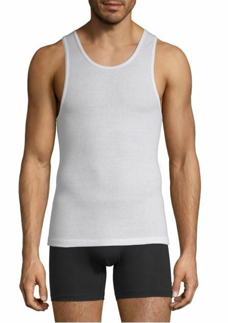 Stafford 4-Pack Men’s Dry+Cool Blended Cotton Ribbed Tank Top A-Shirts White