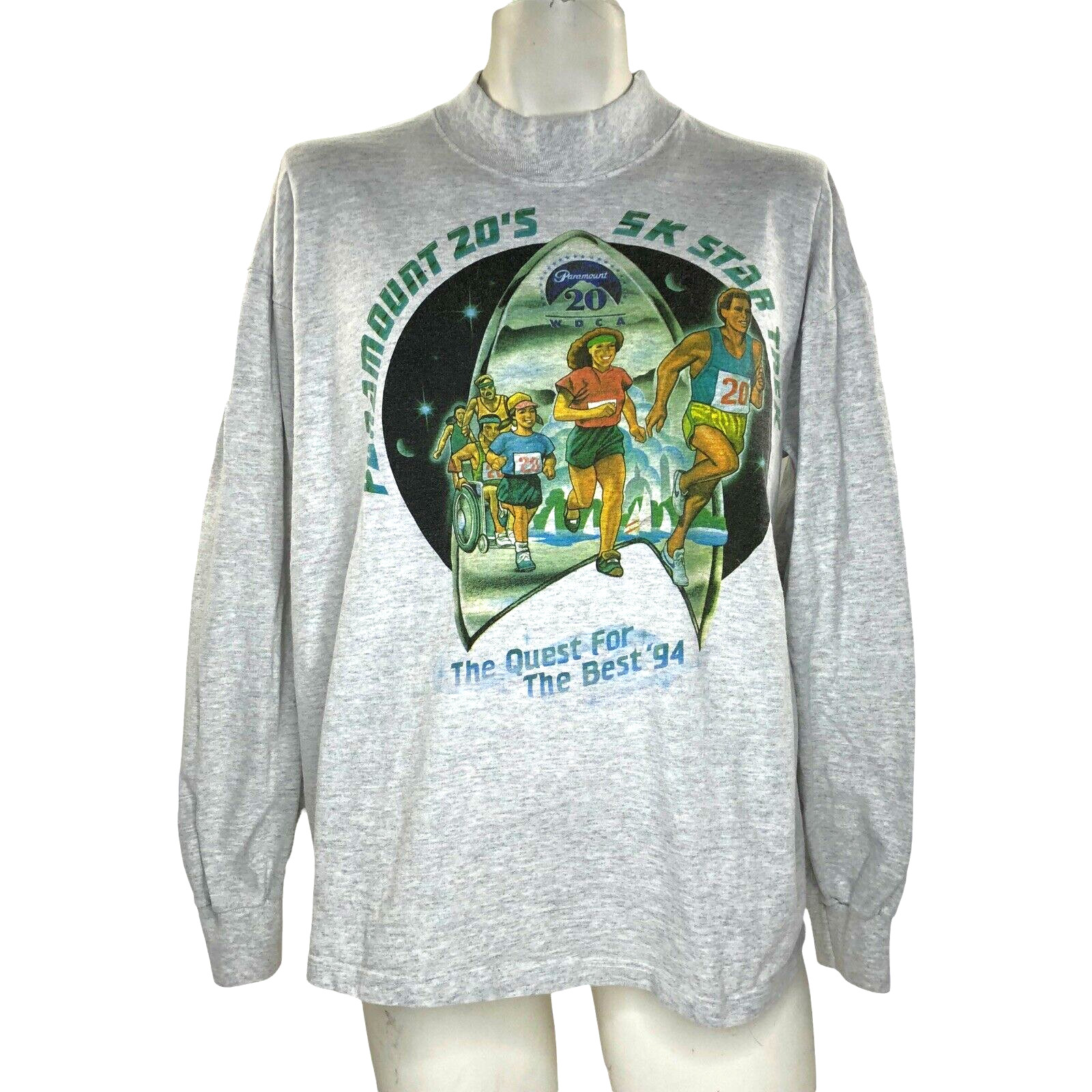 Paramount 20’s 5K Star Trek 1994 T Shirt Long Sleeve Mock Neck Vintage 90’s XL