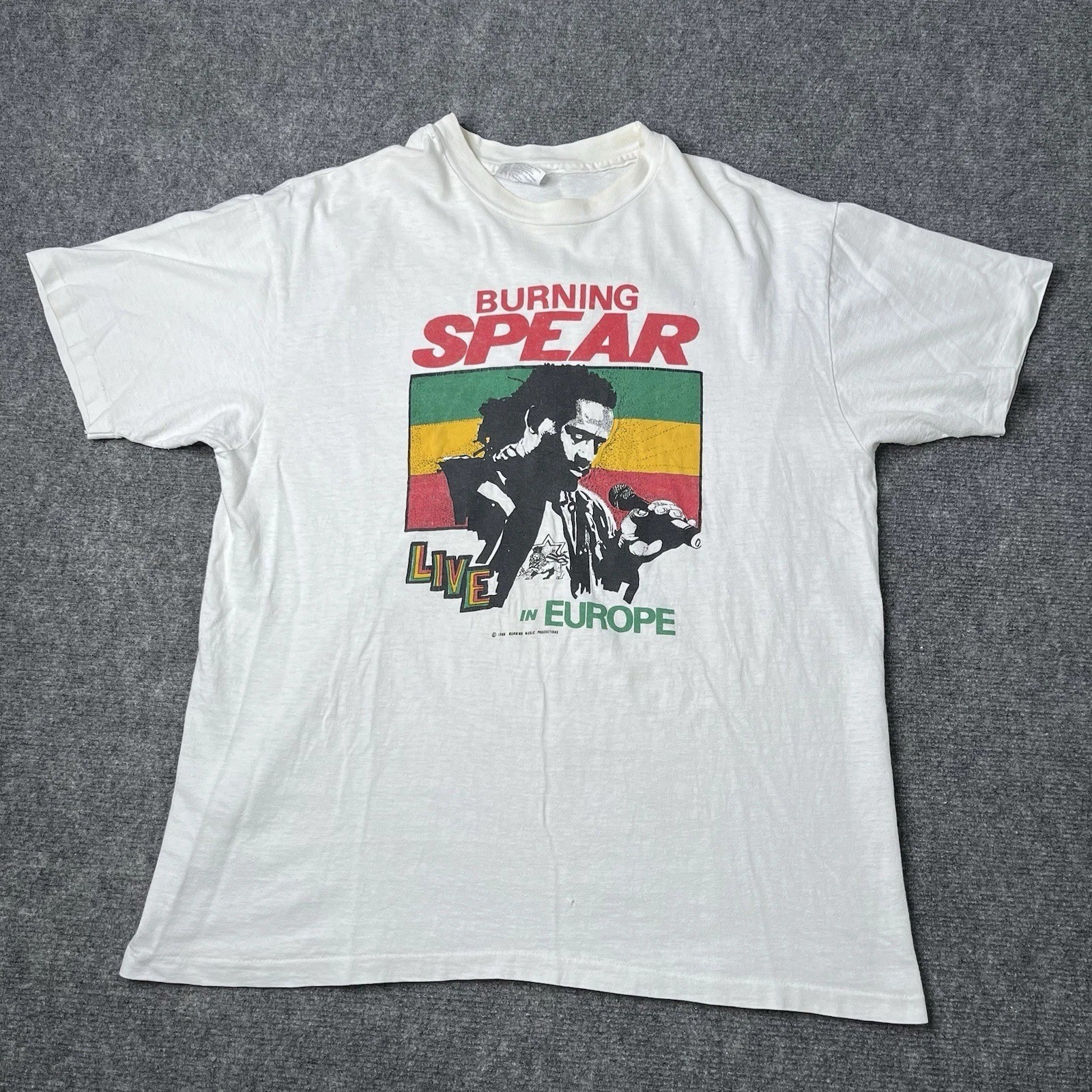 Vtg 1988 Burning Spear Live In Europe Tour T-shirt 1side reprint PA184