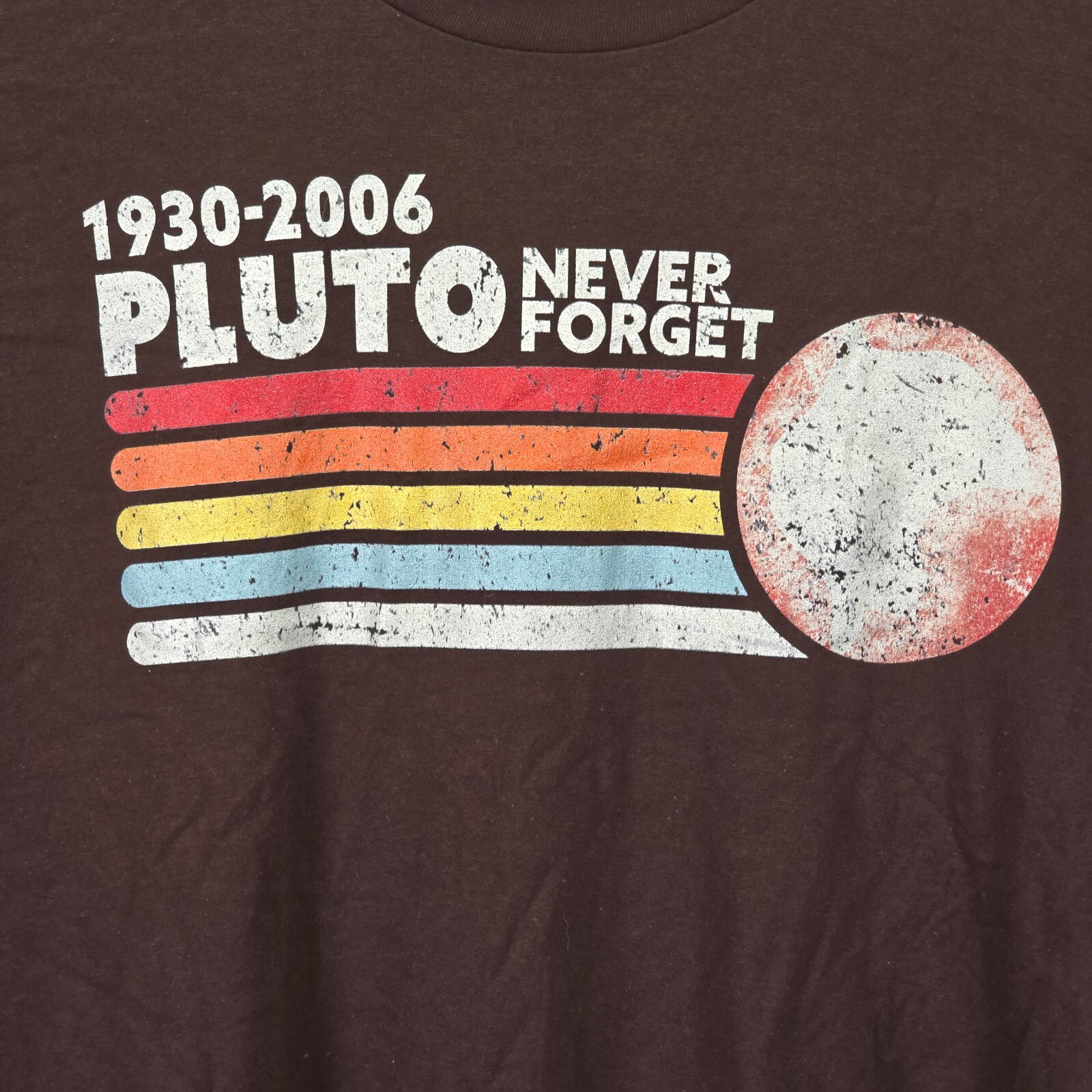 Port & Company Pluto Never Forget Shirt Men’s 2XL Brown Ring Spun Fan Favorite