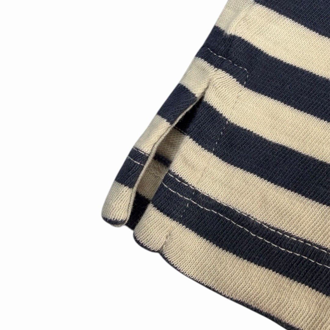 Left Coast Tee Men’s White/Navy Striped Cotton Short Sleeve Crew Neck Tee Large