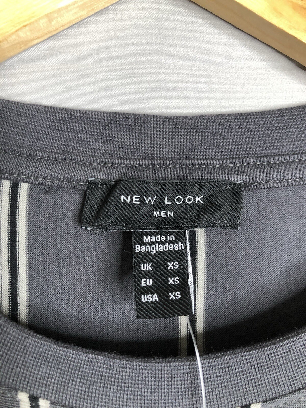 New Look NWT Striped Gray Tee MCMXCI Adult Size XS NEW MEN