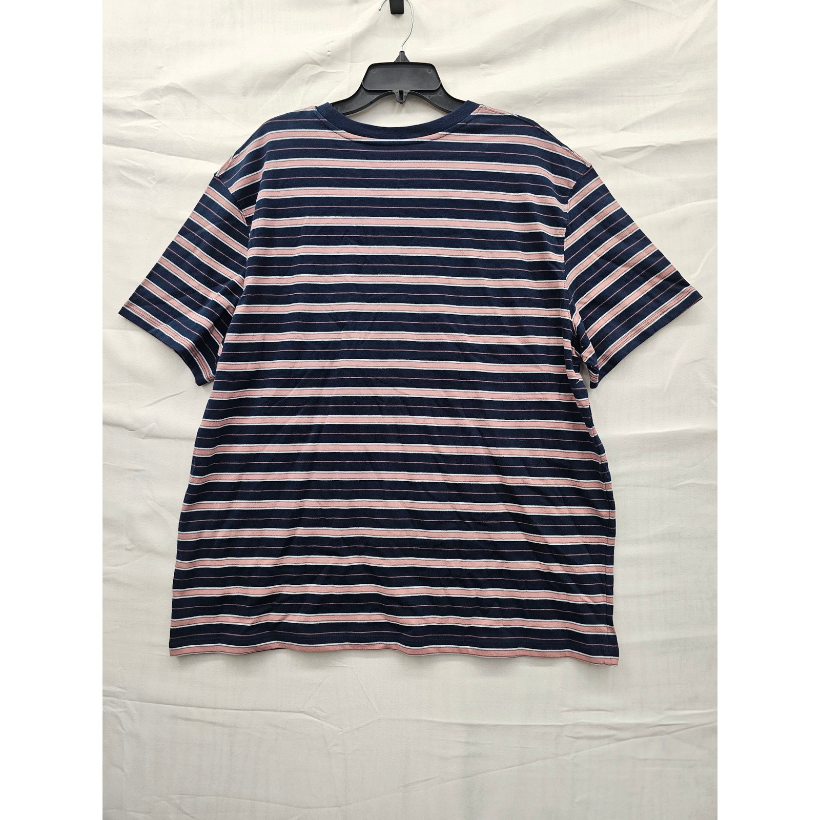 Goodfellow & Co Mens XL Navy Pink Striped Pocket T-Shirt Cotton Standard Fit