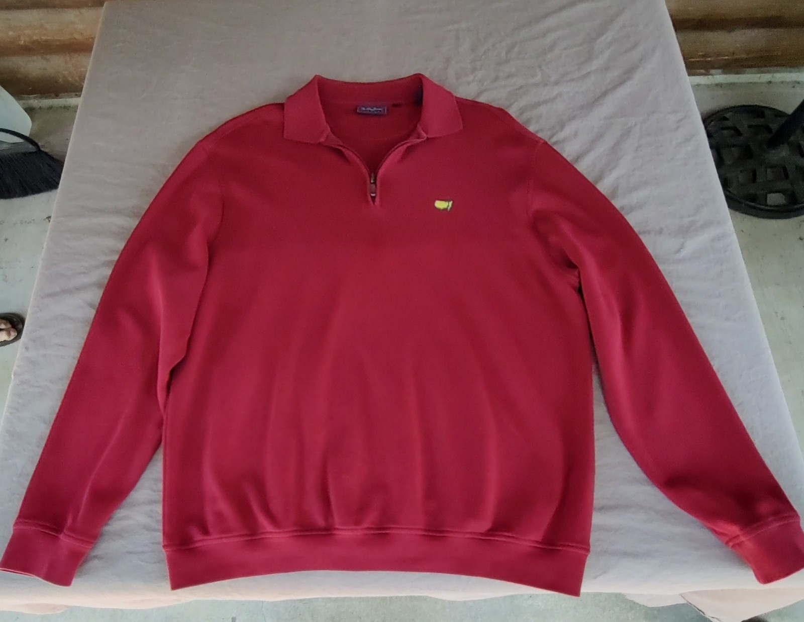 New Masters Tournament H.A.T Bobby Jones Pullover Red Pima Cotton Size L 1/4 Zip