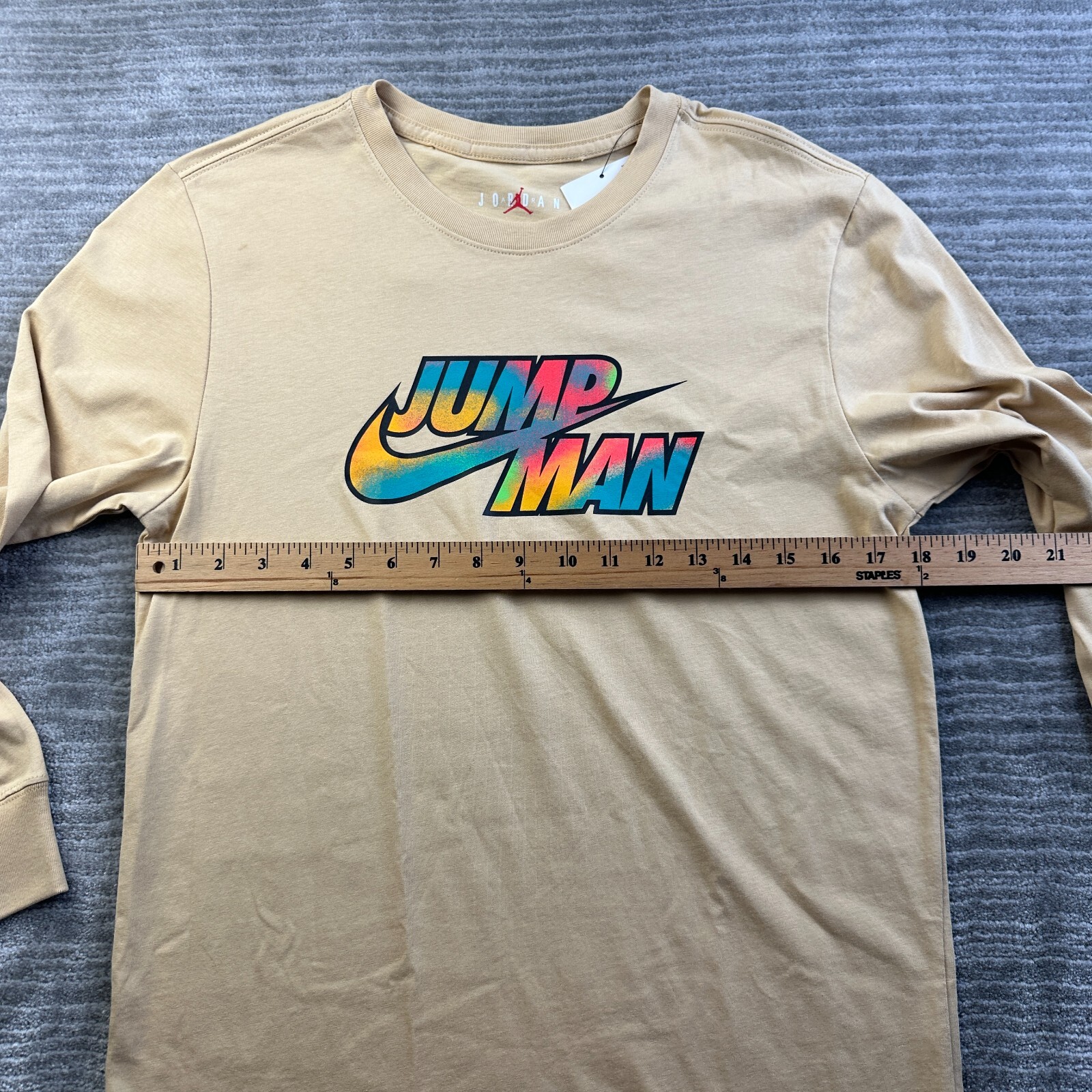 NEW Jordan Shirt Mens Small Beige Tan Long Sleeve Graphic Sneakerhead Jumpman