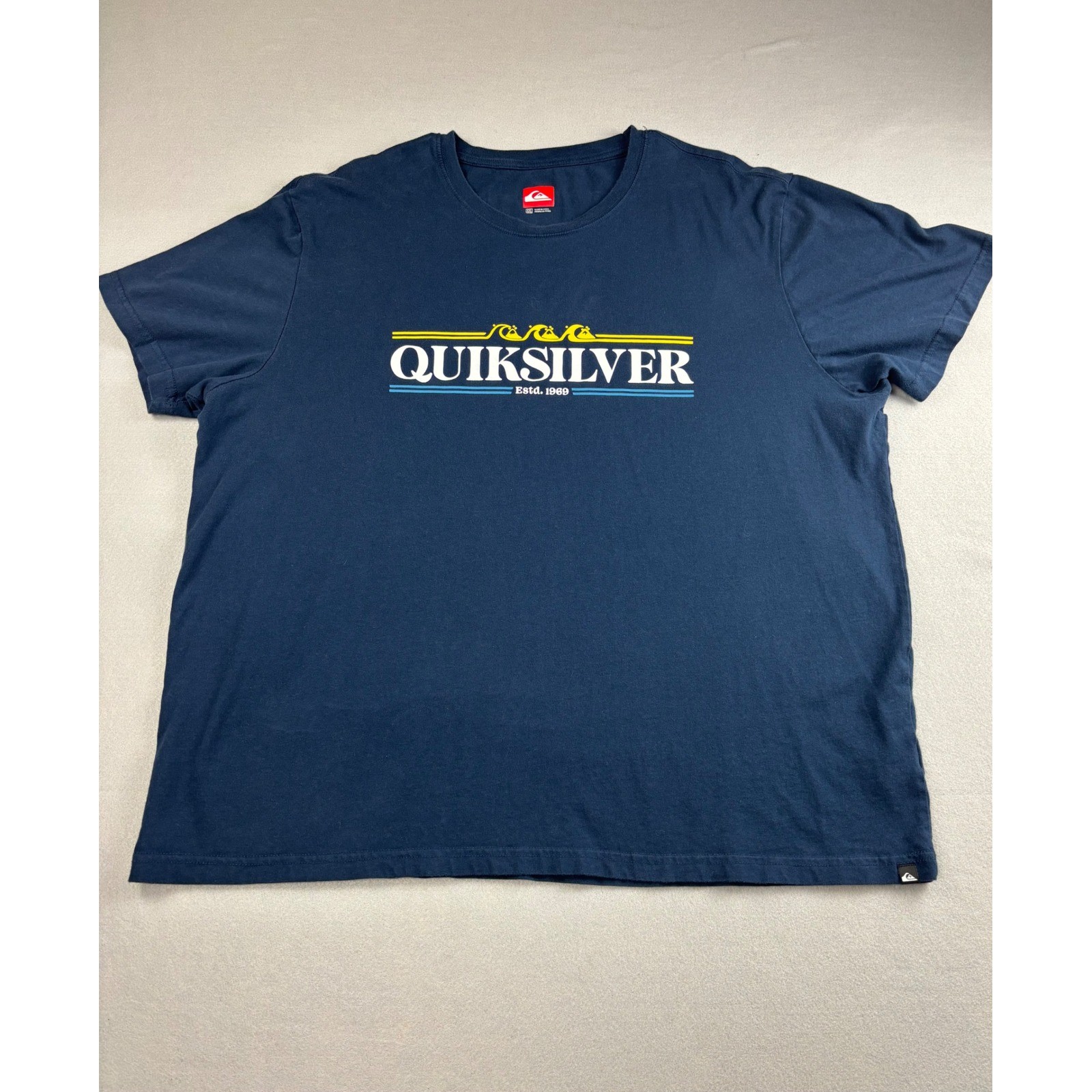 Quicksilver Men’s Graphic T-Shirt Navy Blue Size XXL Estd 1969 Surf Skate