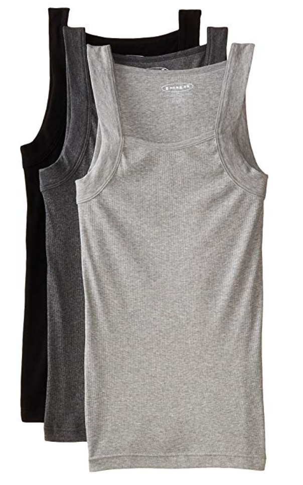 Papi 3-Pack Pure Premium Cotton Modern Square Neck Tank Style,Choose Color-Size