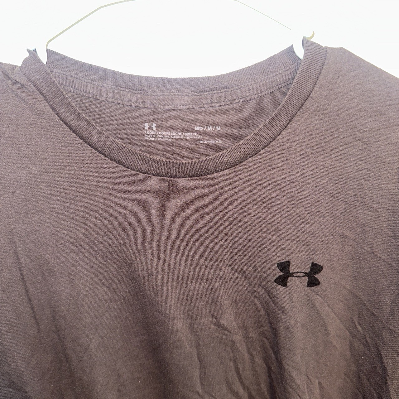 Brown/ Grey Under Armor Logo Plain Shirt Size Medium