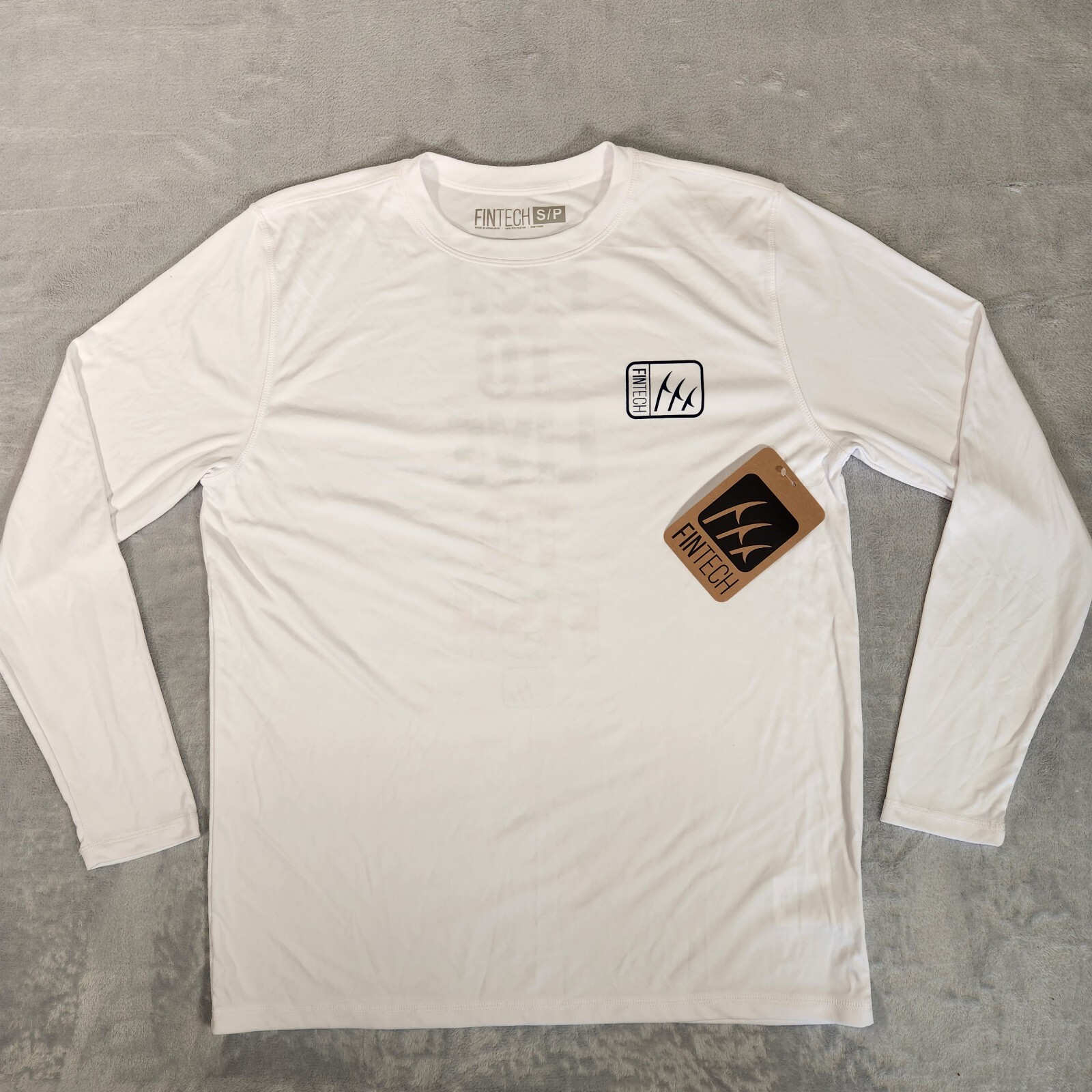 Fintech Shirt Mens White Rash Guard Fishing UV Sun Defender Quick Dry UPF 50 NWT