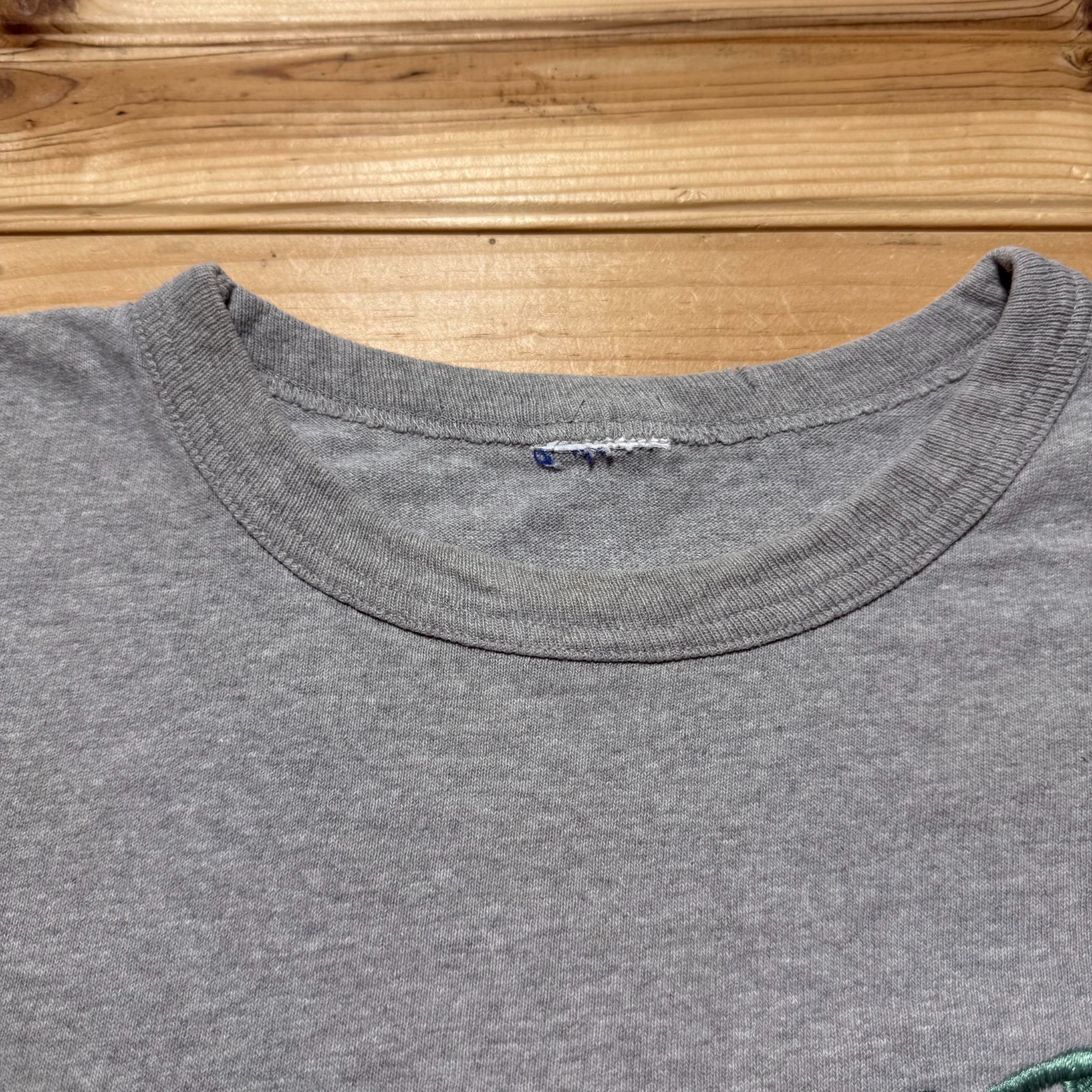 Vintage 90s Champion Script Logo Embroidered Streetwear Heather T-Shirt – XL