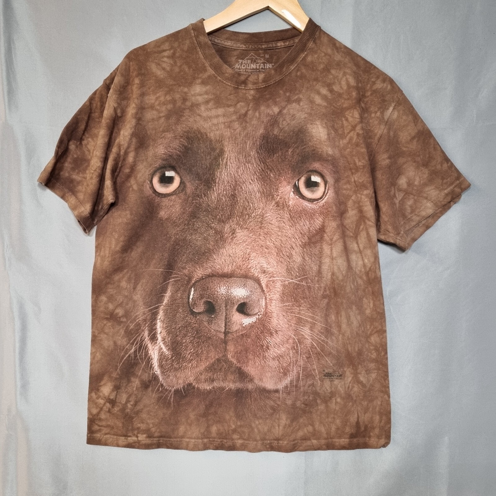 The Mountain Men T-Shirt Medium Brown Lab Face Crew Neck Short Sleeve Dog