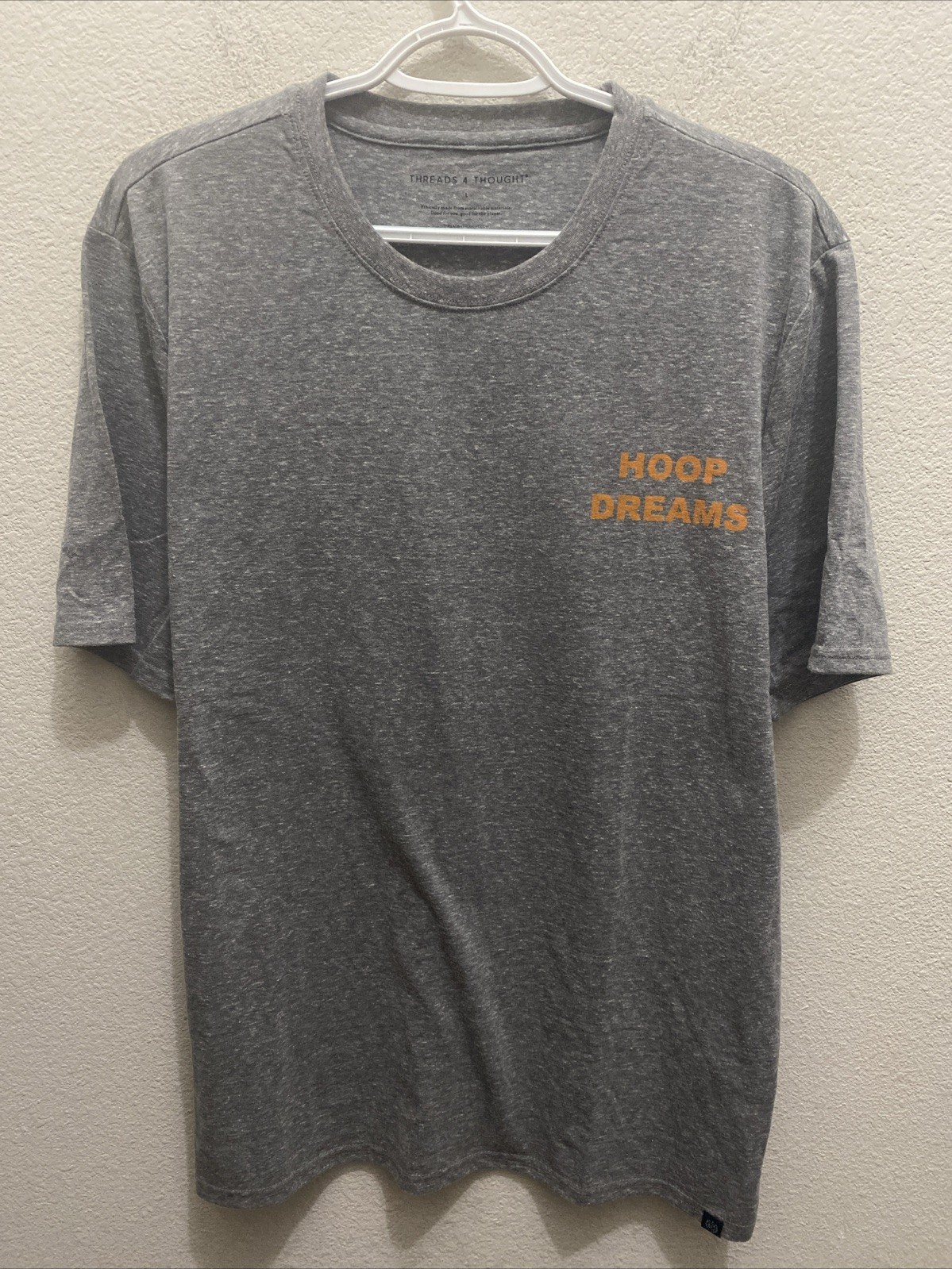 NEW Threads 4 Thought Men’s Large Gray Hoop Dreams Basketball T-Shirt NWT
